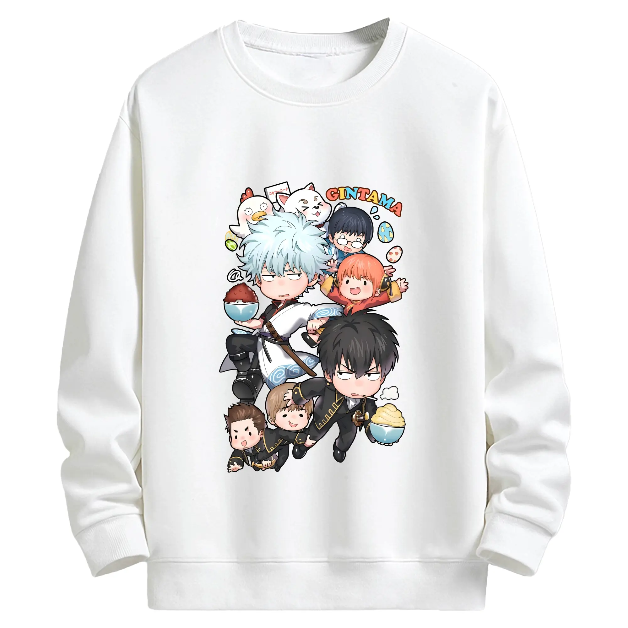 銀魂 グッズ 坂田 銀時 - キッズ クルーネックスウェットシャツ ・ フロントプリント ・ 綿80％ ポリエステル20％ ・ 快適 通学 スポーツ 日常使い お散歩用