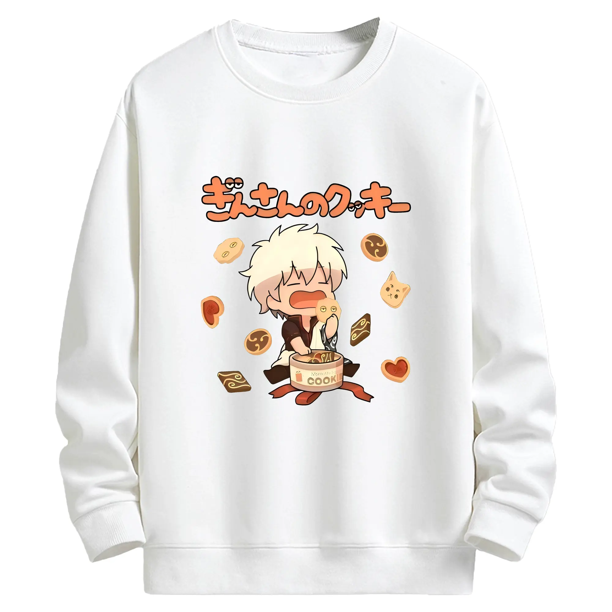 銀魂 グッズ 坂田 銀時 - キッズ クルーネックスウェットシャツ ・ フロントプリント ・ 綿80％ ポリエステル20％ ・ 快適 通学 スポーツ 日常使い お散歩用