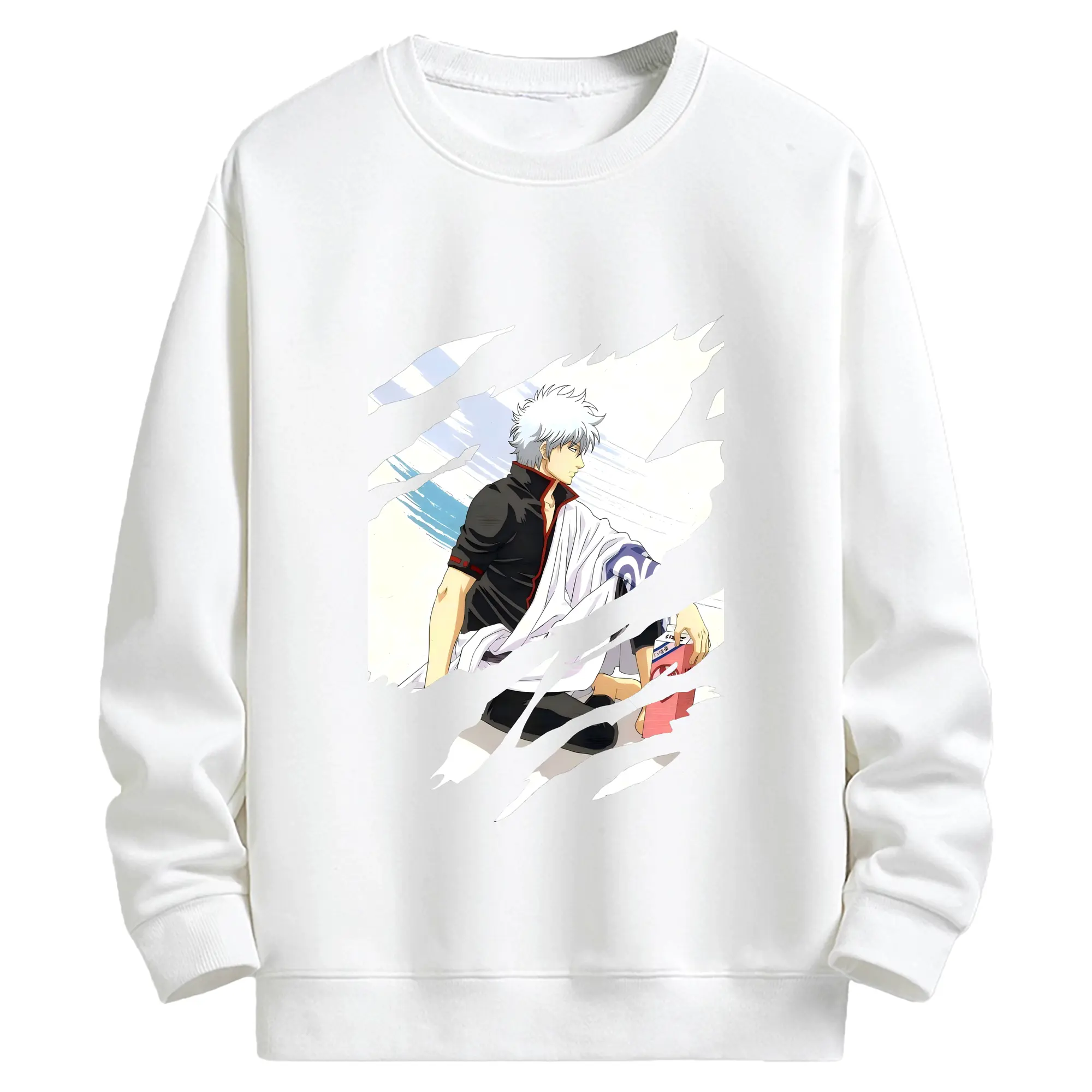 銀魂 グッズ 坂田 銀時 - キッズ クルーネックスウェットシャツ ・ フロントプリント ・ 綿80％ ポリエステル20％ ・ 快適 通学 スポーツ 日常使い お散歩用