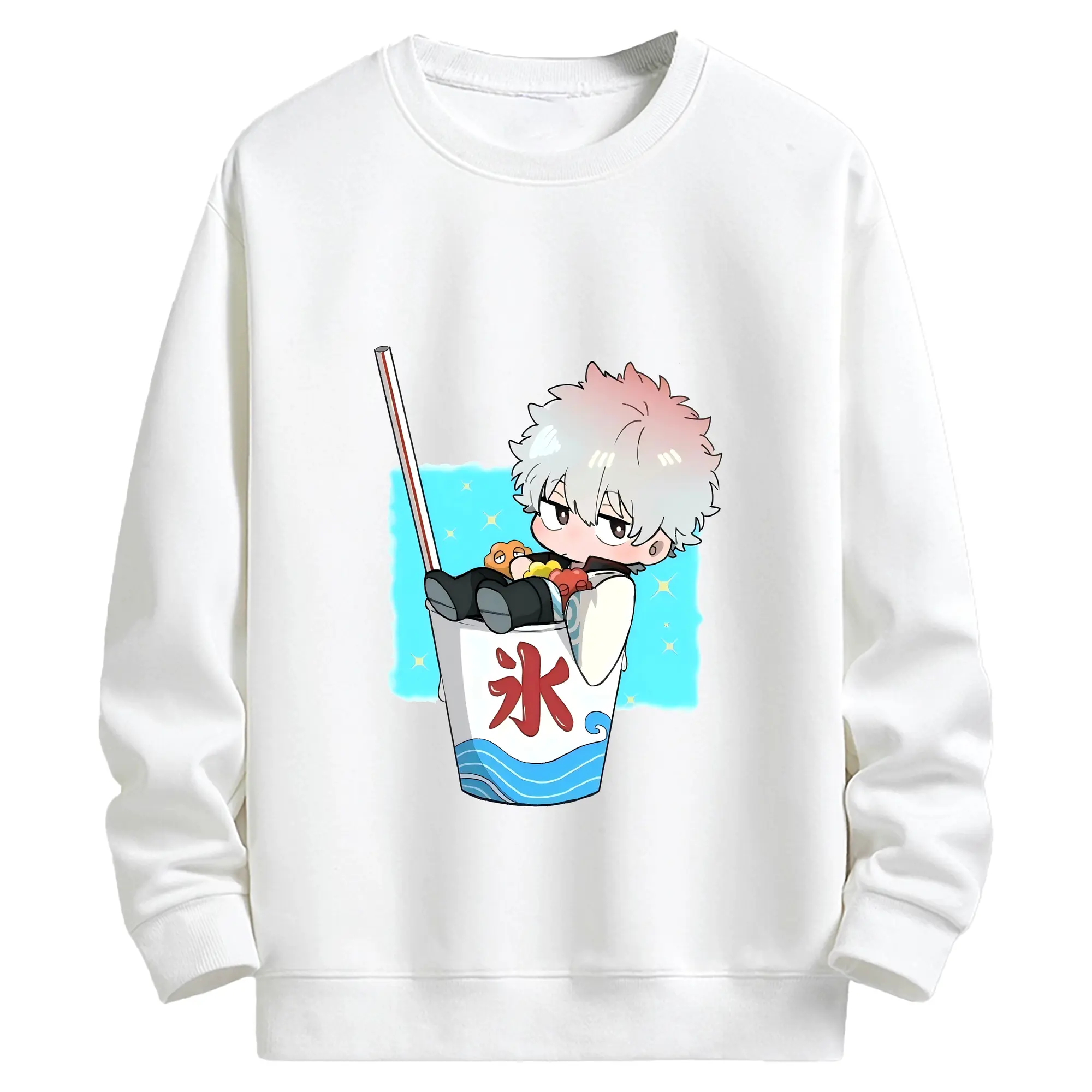 銀魂 グッズ 坂田 銀時 - キッズ クルーネックスウェットシャツ ・ フロントプリント ・ 綿80％ ポリエステル20％ ・ 快適 通学 スポーツ 日常使い お散歩用