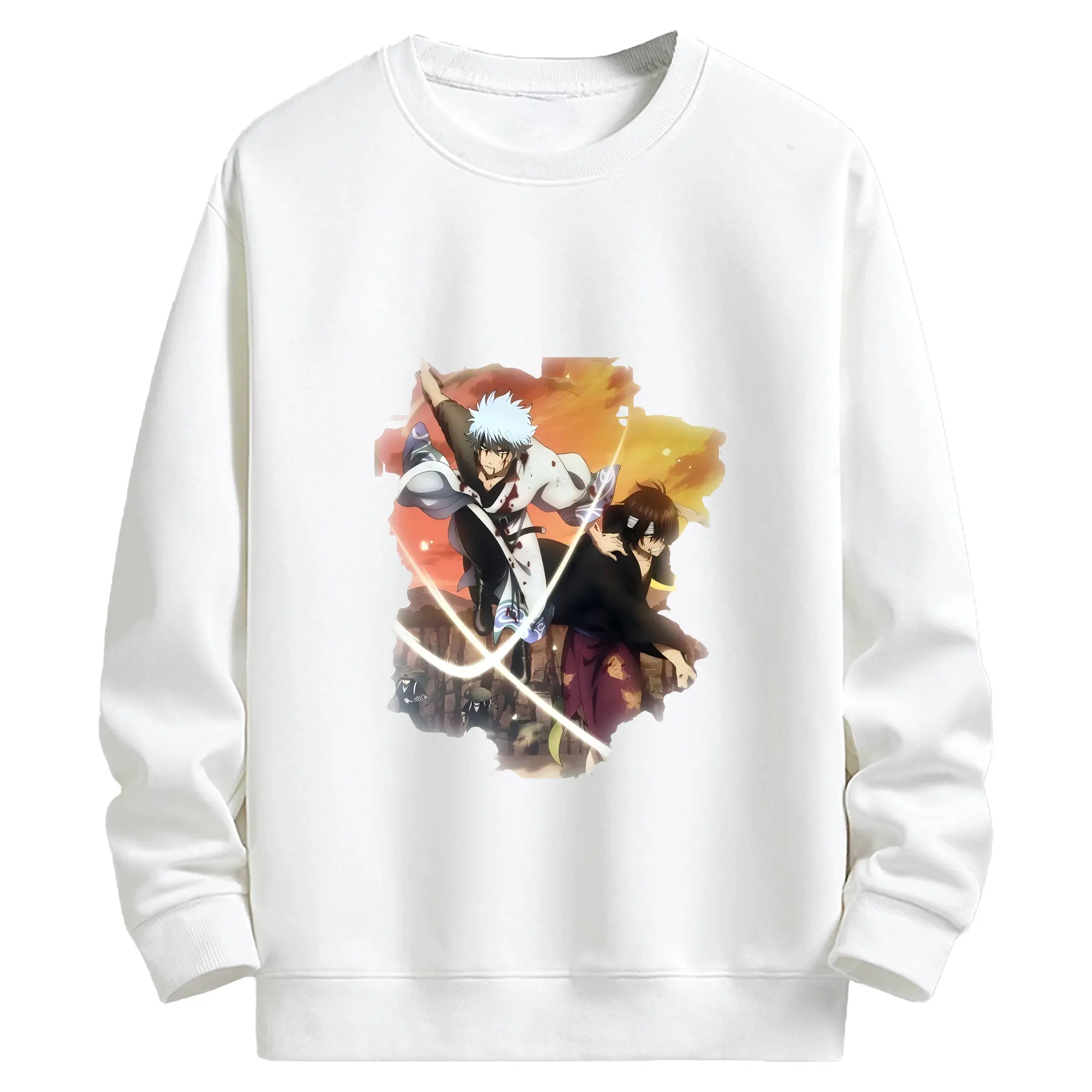 銀魂 グッズ 坂田 銀時 - キッズ クルーネックスウェットシャツ ・ フロントプリント ・ 綿80％ ポリエステル20％ ・ 快適 通学 スポーツ 日常使い お散歩用