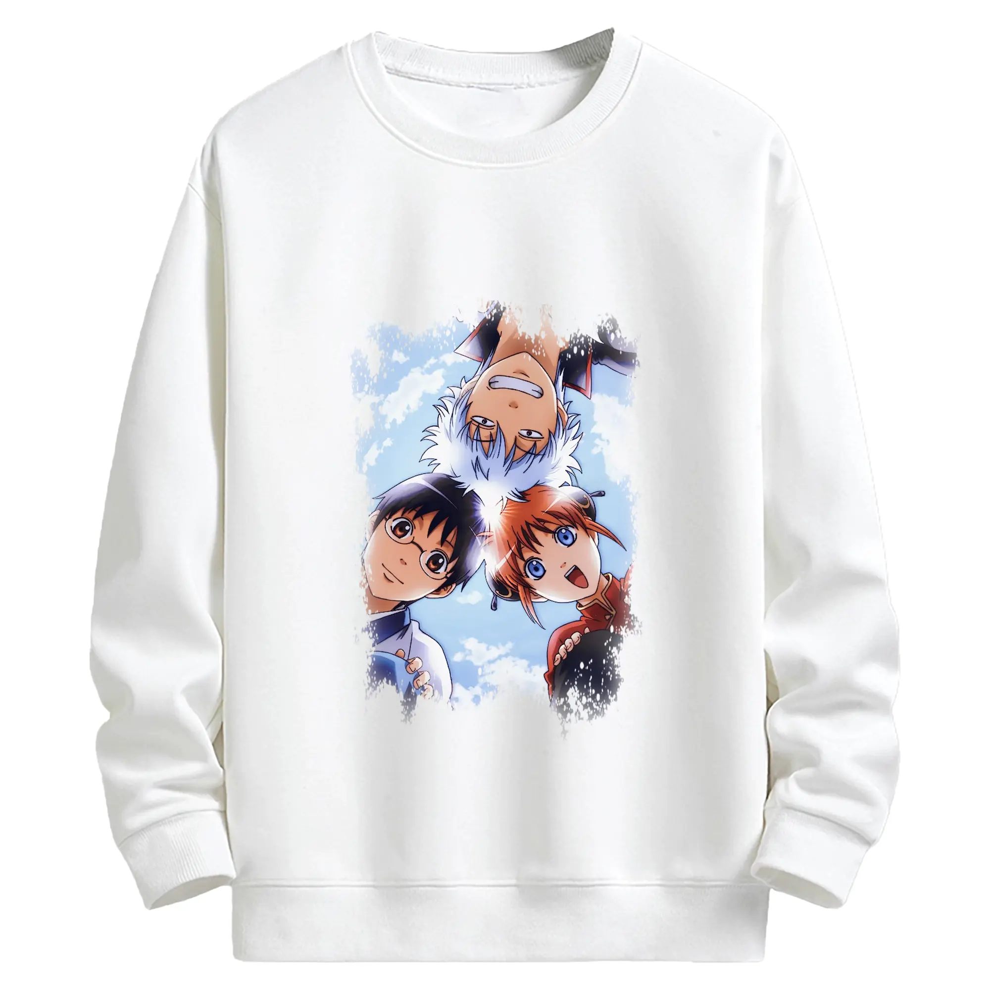 銀魂 グッズ 坂田 銀時 - キッズ クルーネックスウェットシャツ ・ フロントプリント ・ 綿80％ ポリエステル20％ ・ 快適 通学 スポーツ 日常使い お散歩用
