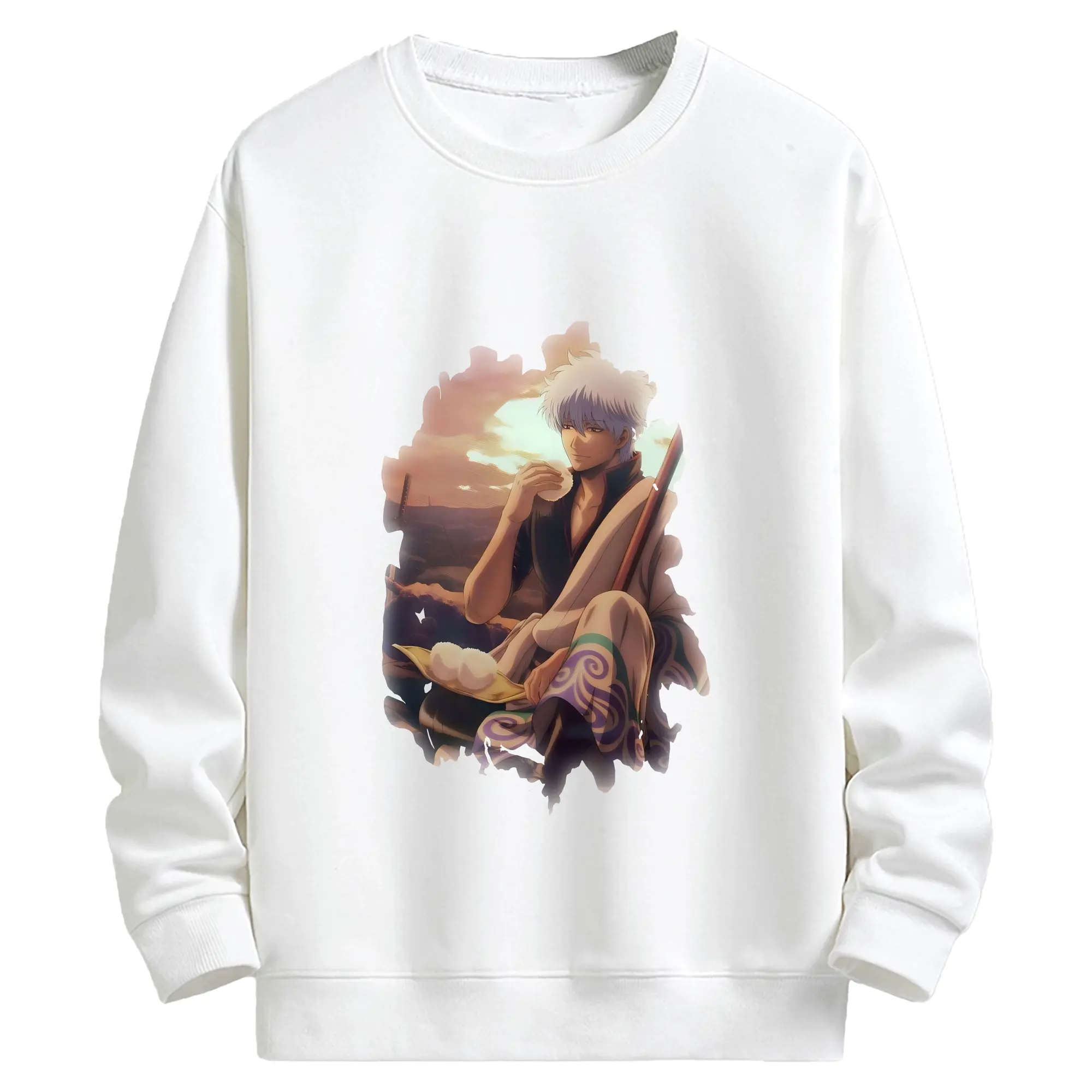 銀魂 グッズ 坂田 銀時 - キッズ クルーネックスウェットシャツ ・ フロントプリント ・ 綿80％ ポリエステル20％ ・ 快適 通学 スポーツ 日常使い お散歩用