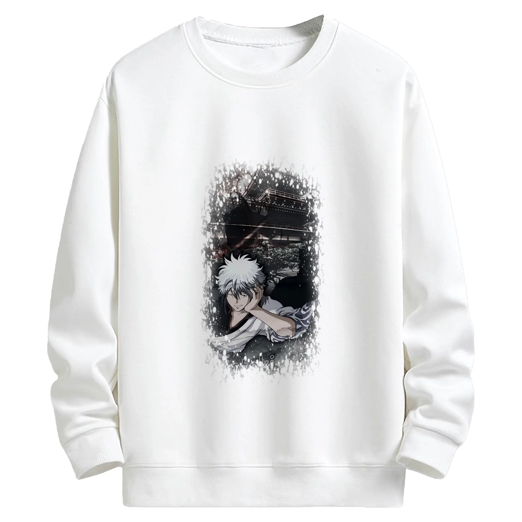 銀魂 グッズ 坂田 銀時 - キッズ クルーネックスウェットシャツ ・ フロントプリント ・ 綿80％ ポリエステル20％ ・ 快適 通学 スポーツ 日常使い お散歩用