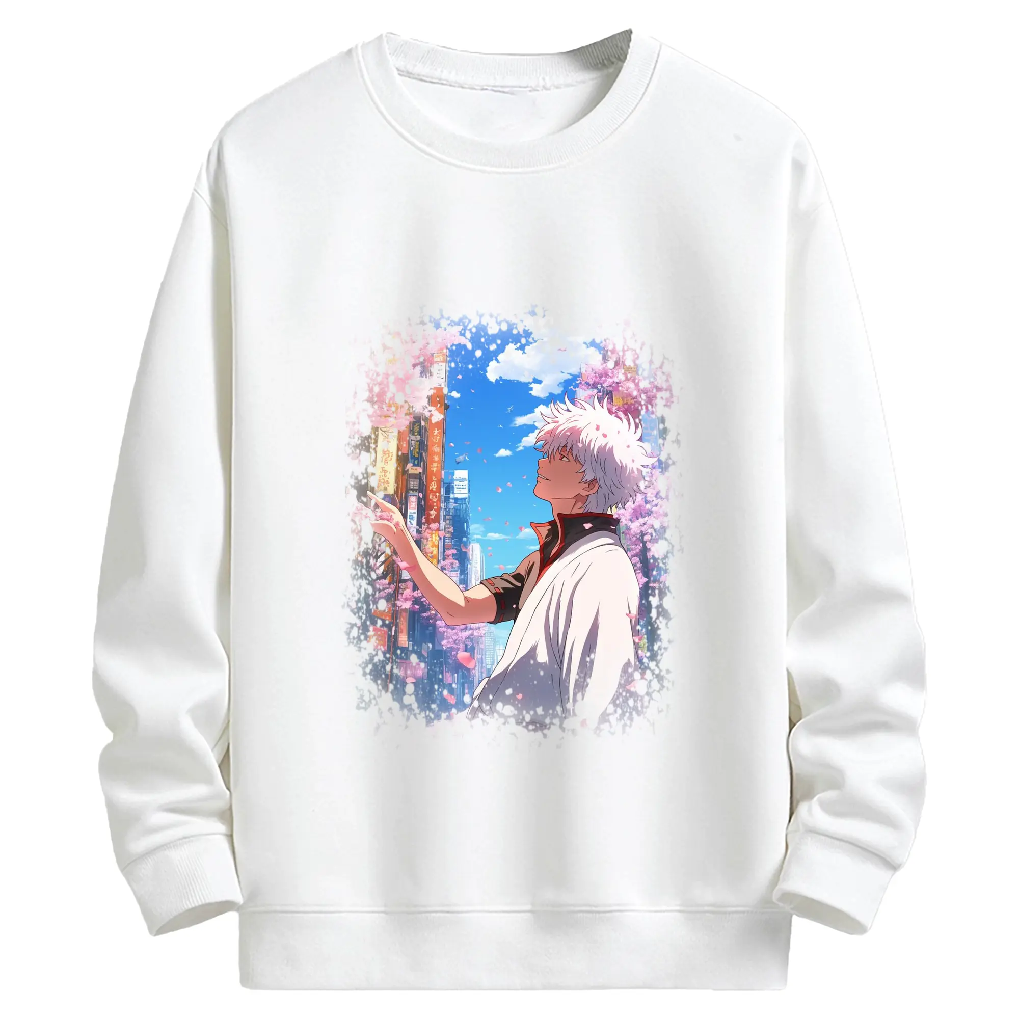 銀魂 グッズ 坂田 銀時 - キッズ クルーネックスウェットシャツ ・ フロントプリント ・ 綿80％ ポリエステル20％ ・ 快適 通学 スポーツ 日常使い お散歩用