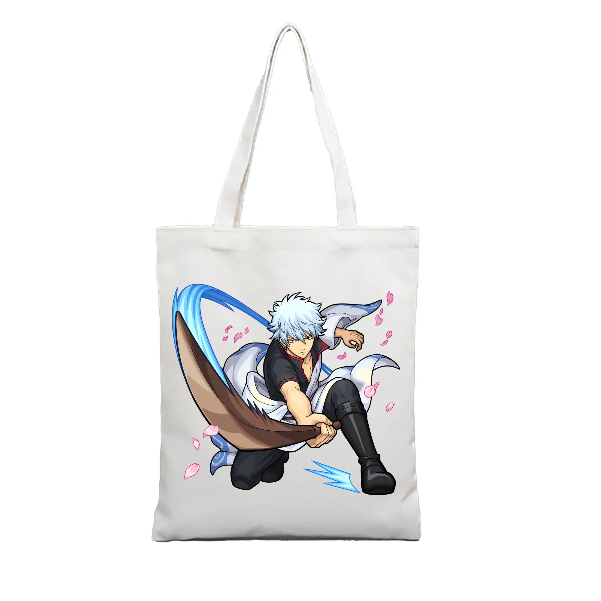 銀魂 グッズ 坂田 銀時 - 縦型キャンバス手提げバッグ（トートバッグ） ・ キャンバス素材 ・ ショッピング用 ・ 軽量 丈夫 お手入れ簡単