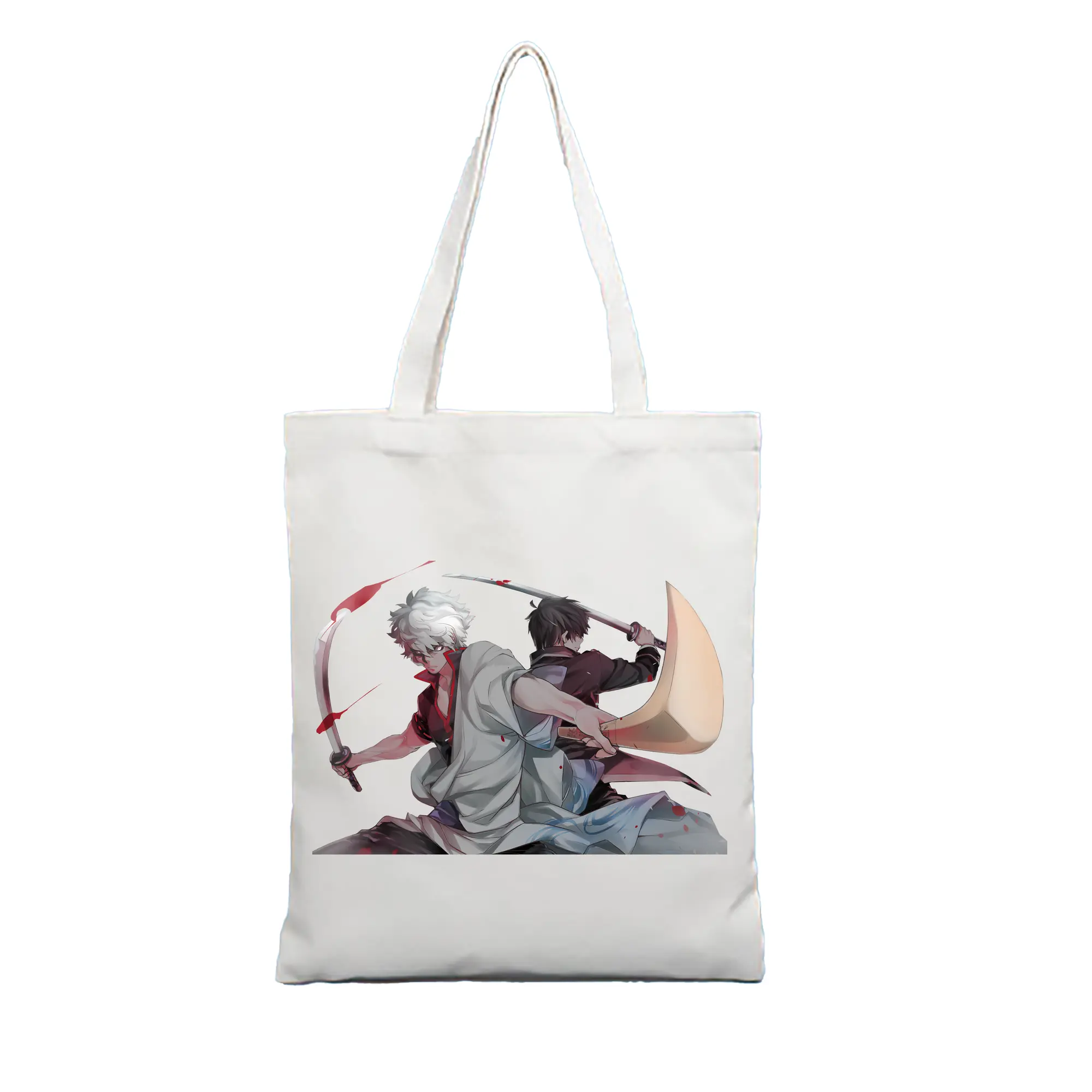 銀魂 グッズ 坂田 銀時 - 縦型キャンバス手提げバッグ（トートバッグ） ・ キャンバス素材 ・ ショッピング用 ・ 軽量 丈夫 お手入れ簡単