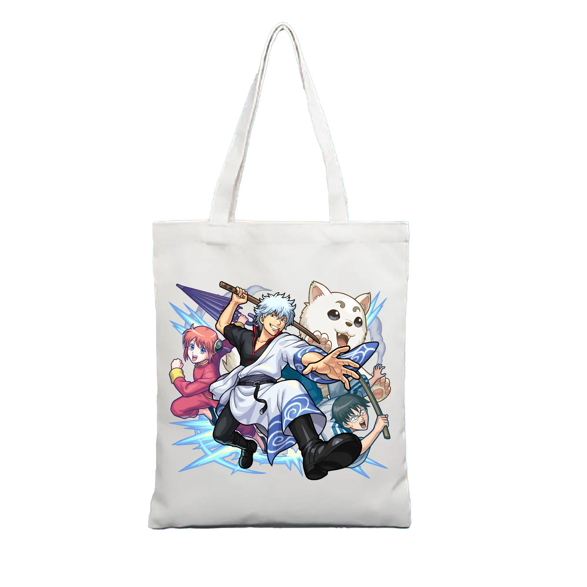 銀魂 グッズ 坂田 銀時 - 縦型キャンバス手提げバッグ（トートバッグ） ・ キャンバス素材 ・ ショッピング用 ・ 軽量 丈夫 お手入れ簡単