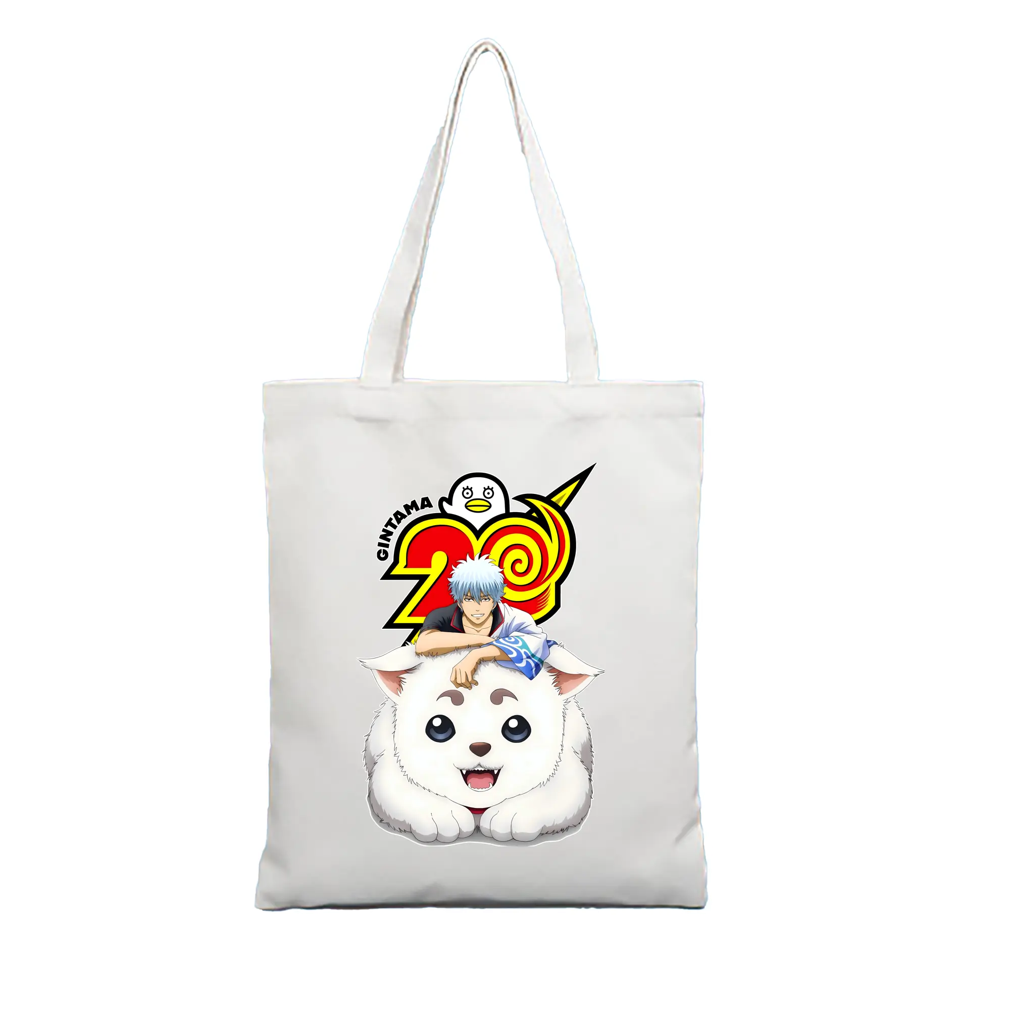 銀魂 グッズ 坂田 銀時 - 縦型キャンバス手提げバッグ（トートバッグ） ・ キャンバス素材 ・ ショッピング用 ・ 軽量 丈夫 お手入れ簡単