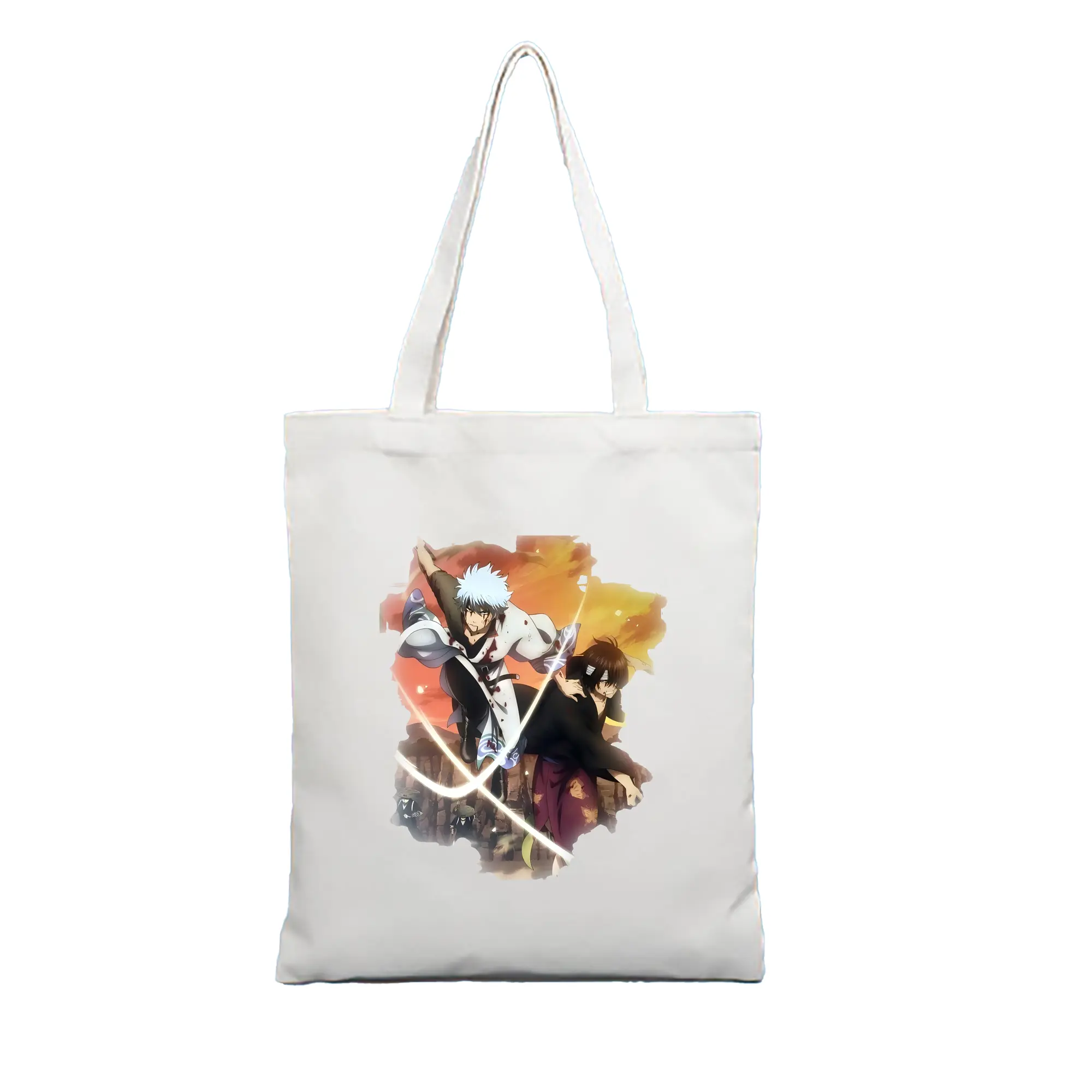 銀魂 グッズ 坂田 銀時 - 縦型キャンバス手提げバッグ（トートバッグ） ・ キャンバス素材 ・ ショッピング用 ・ 軽量 丈夫 お手入れ簡単