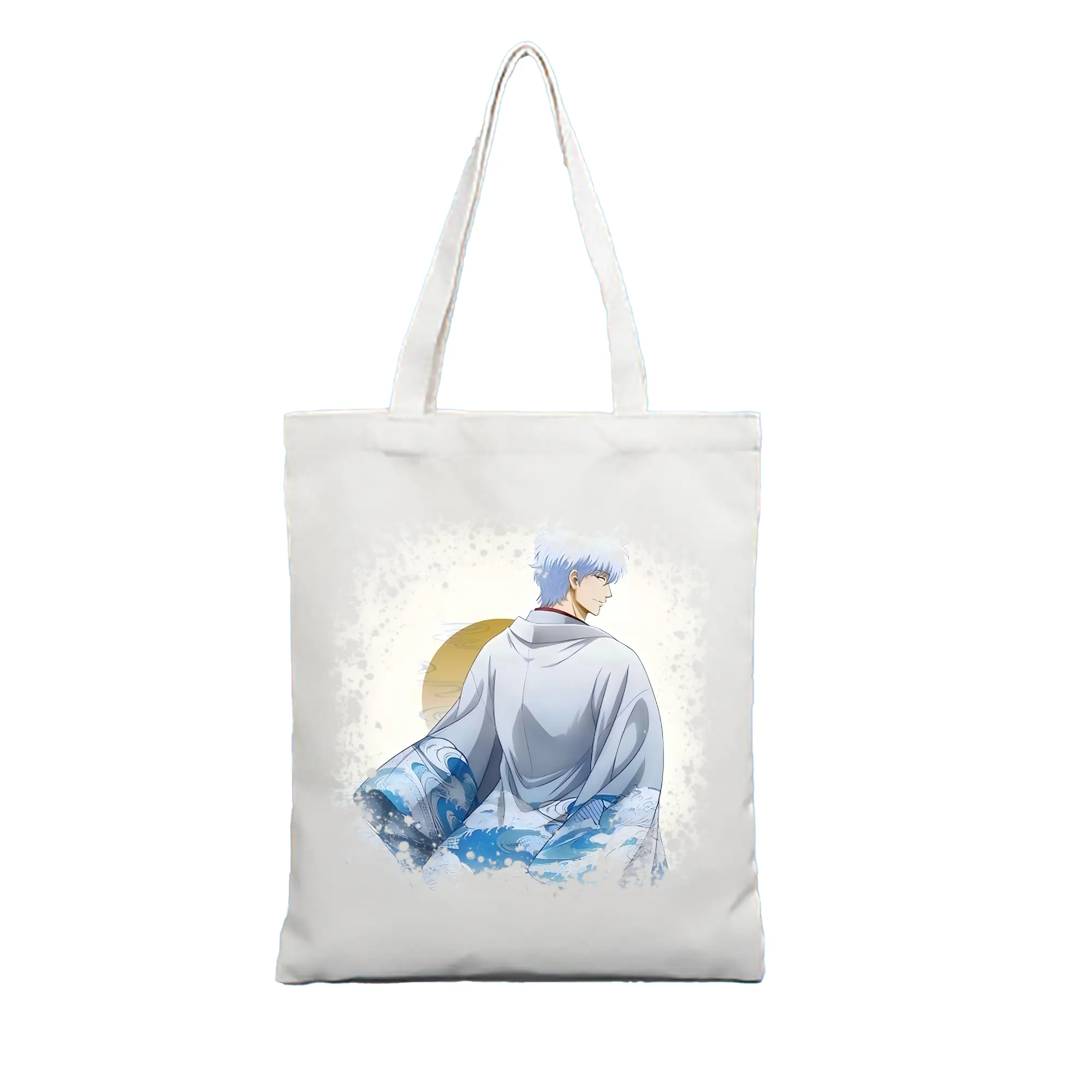 銀魂 グッズ 坂田 銀時 - 縦型キャンバス手提げバッグ（トートバッグ） ・ キャンバス素材 ・ ショッピング用 ・ 軽量 丈夫 お手入れ簡単