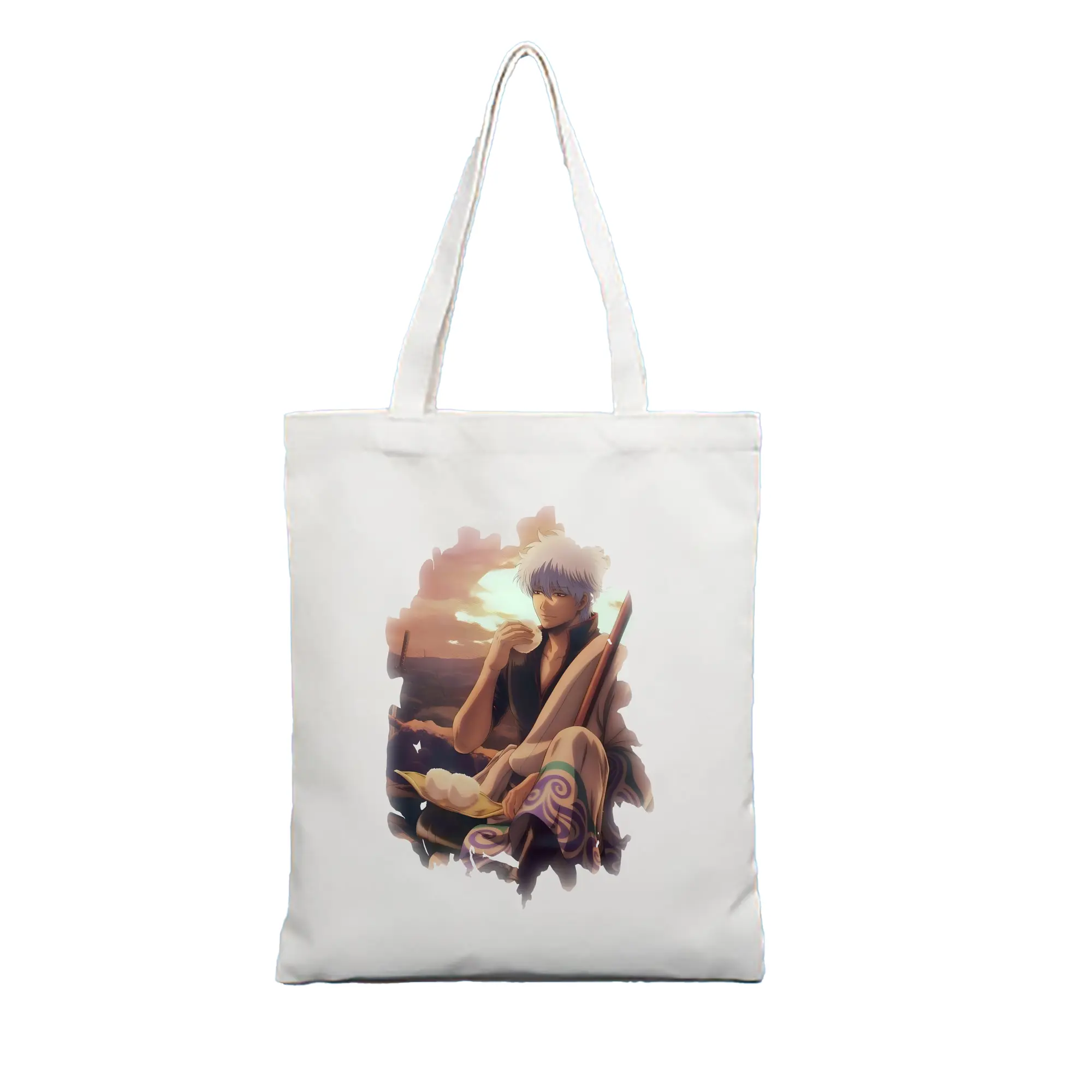 銀魂 グッズ 坂田 銀時 - 縦型キャンバス手提げバッグ（トートバッグ） ・ キャンバス素材 ・ ショッピング用 ・ 軽量 丈夫 お手入れ簡単
