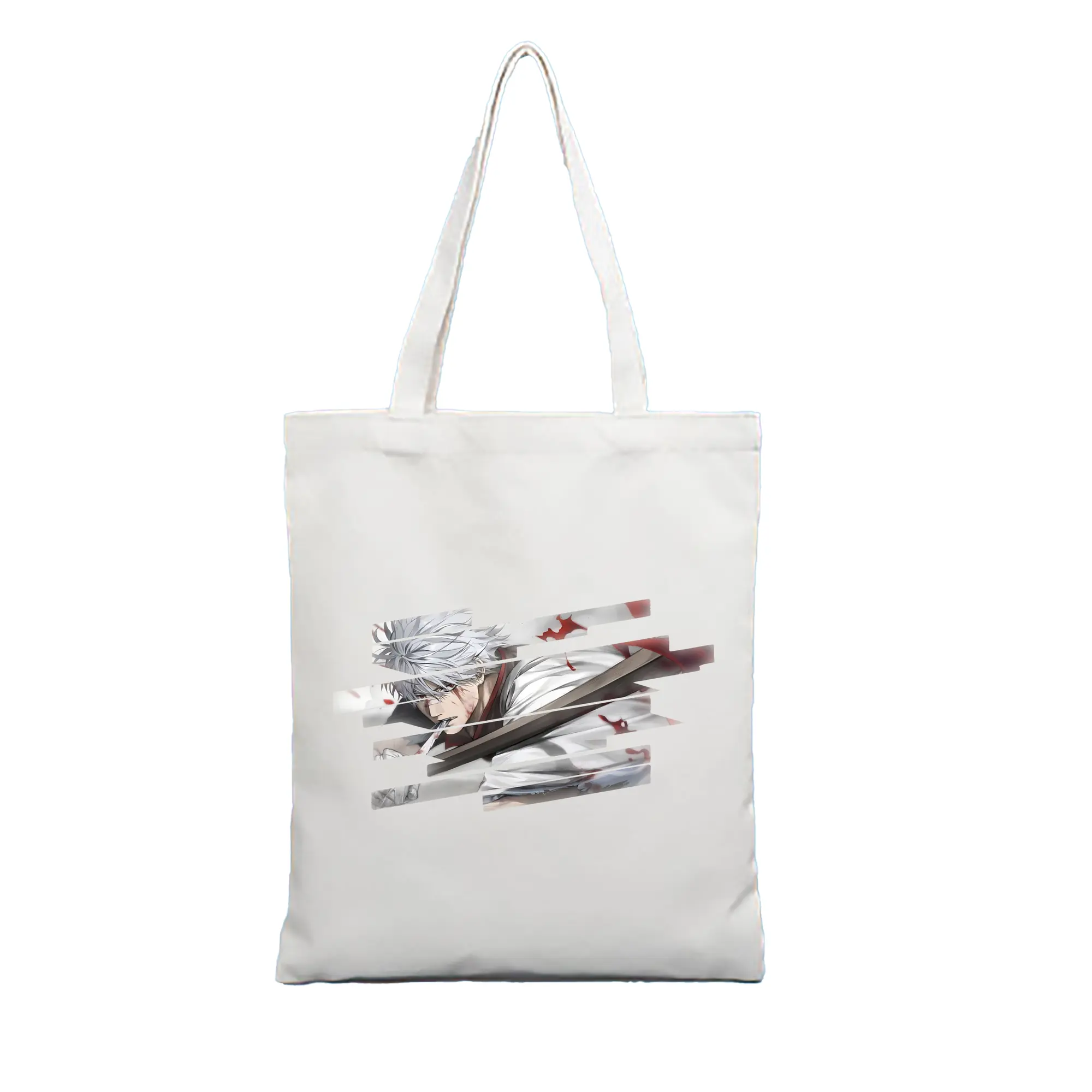 銀魂 グッズ 坂田 銀時 - 縦型キャンバス手提げバッグ（トートバッグ） ・ キャンバス素材 ・ ショッピング用 ・ 軽量 丈夫 お手入れ簡単