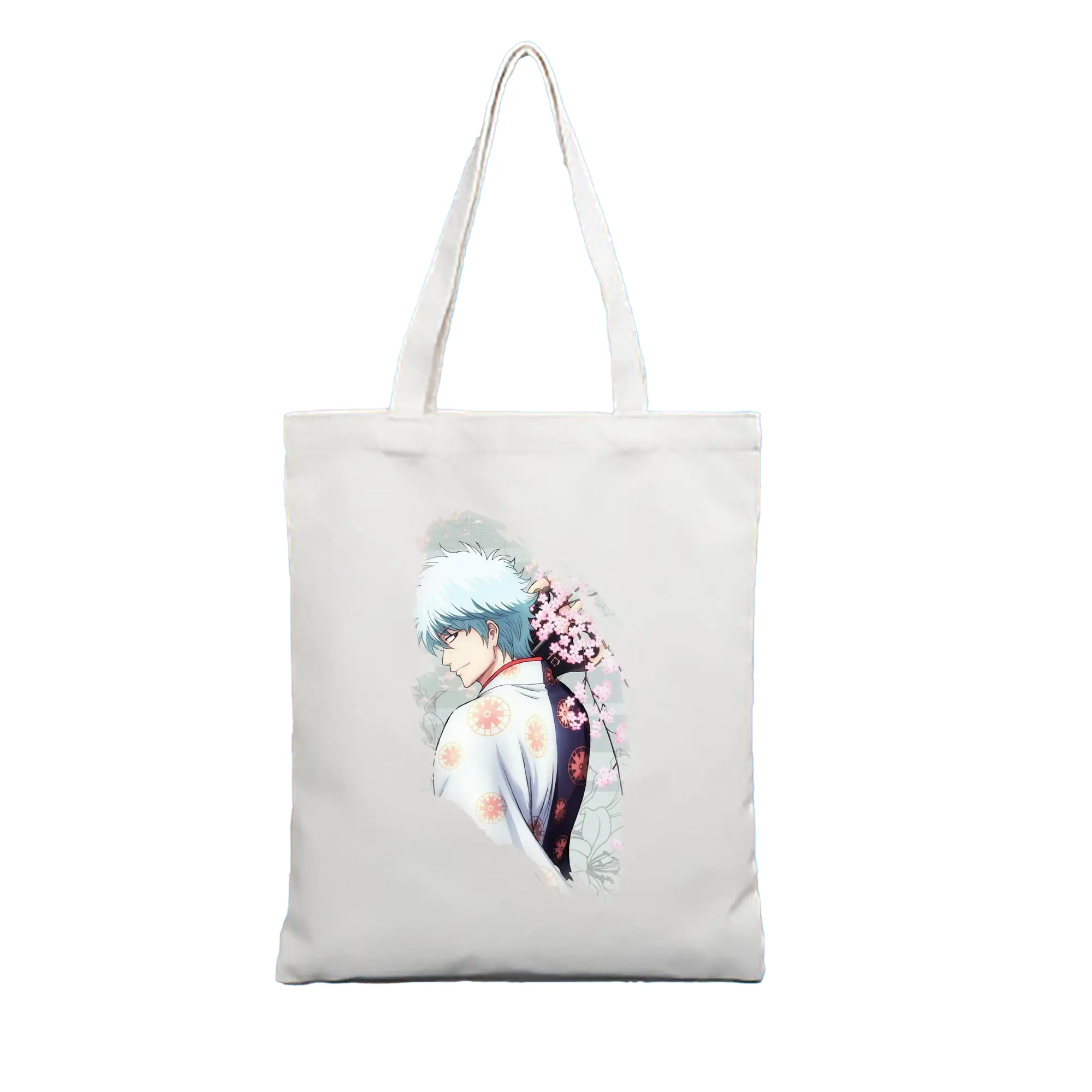 銀魂 グッズ 坂田 銀時 - 縦型キャンバス手提げバッグ（トートバッグ） ・ キャンバス素材 ・ ショッピング用 ・ 軽量 丈夫 お手入れ簡単