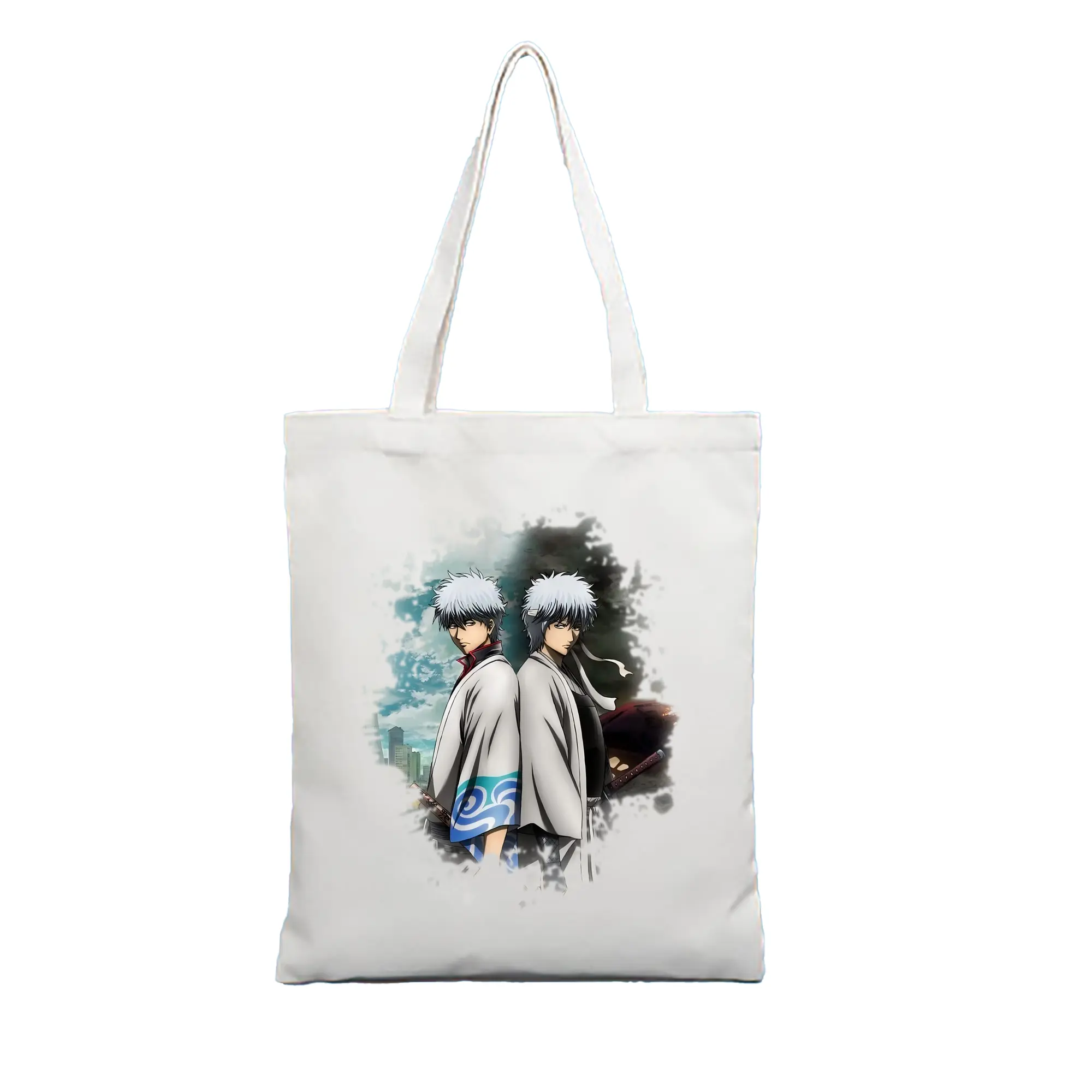 銀魂 グッズ 坂田 銀時 - 縦型キャンバス手提げバッグ（トートバッグ） ・ キャンバス素材 ・ ショッピング用 ・ 軽量 丈夫 お手入れ簡単
