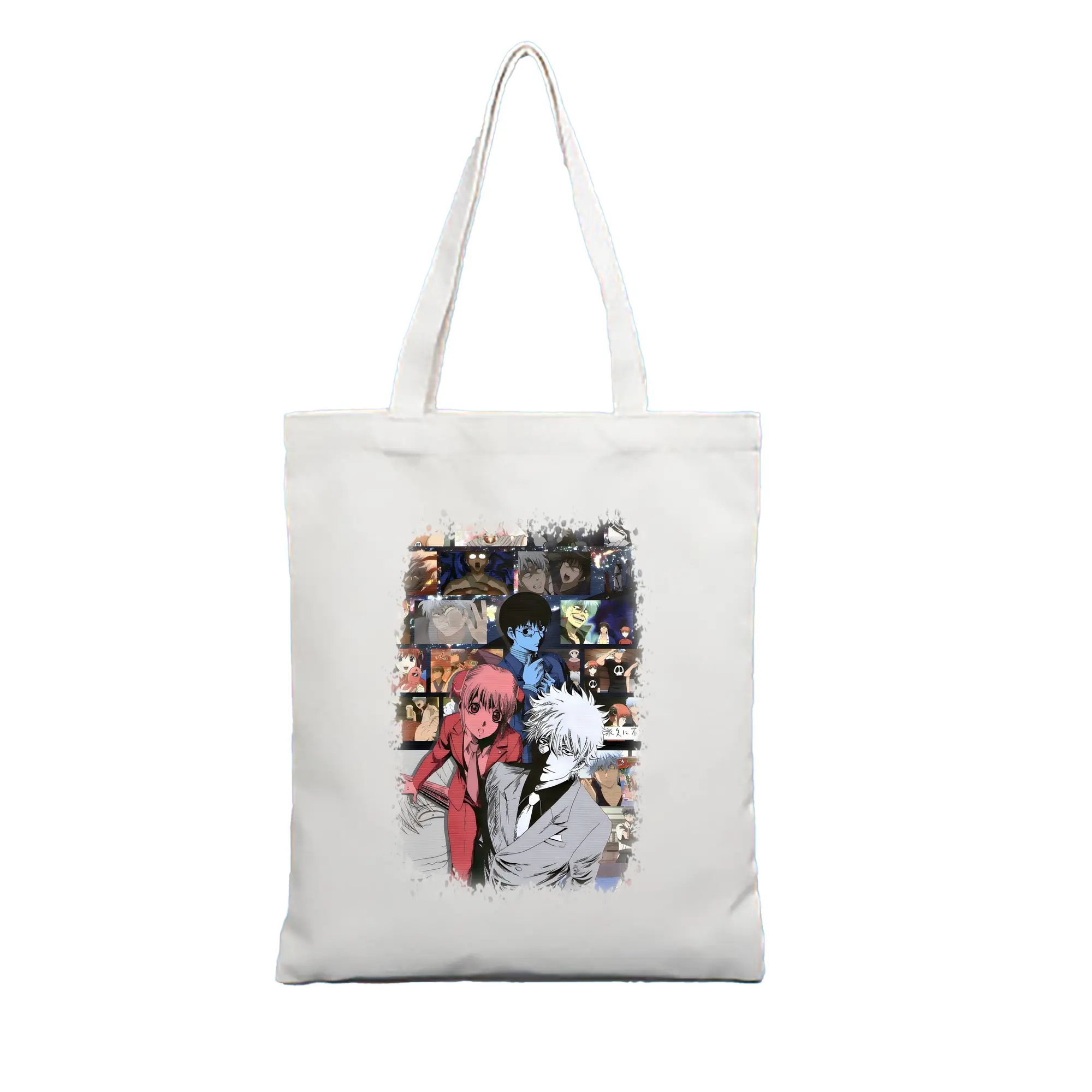 銀魂 グッズ 坂田 銀時 - 縦型キャンバス手提げバッグ（トートバッグ） ・ キャンバス素材 ・ ショッピング用 ・ 軽量 丈夫 お手入れ簡単