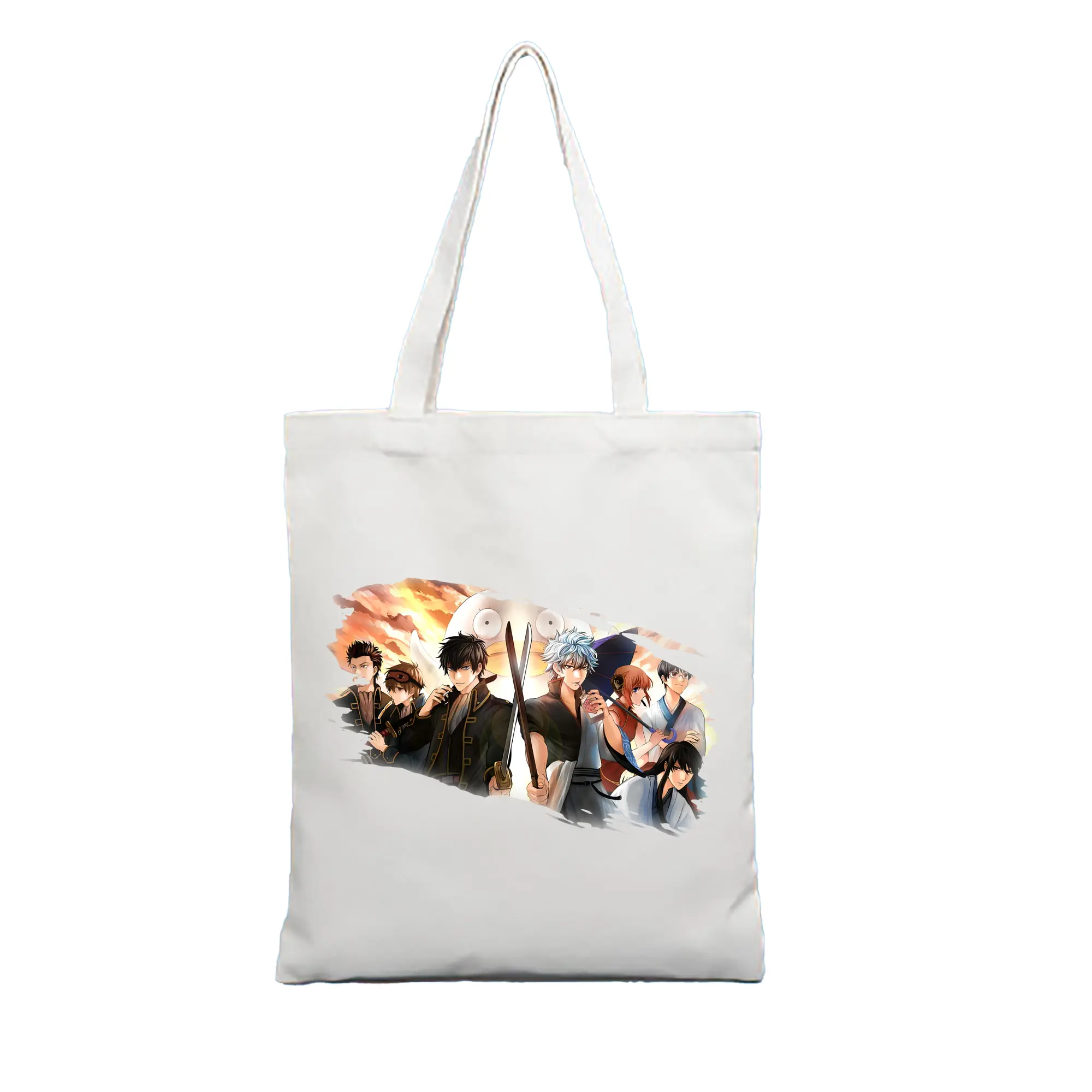 銀魂 グッズ 坂田 銀時 - 縦型キャンバス手提げバッグ（トートバッグ） ・ キャンバス素材 ・ ショッピング用 ・ 軽量 丈夫 お手入れ簡単