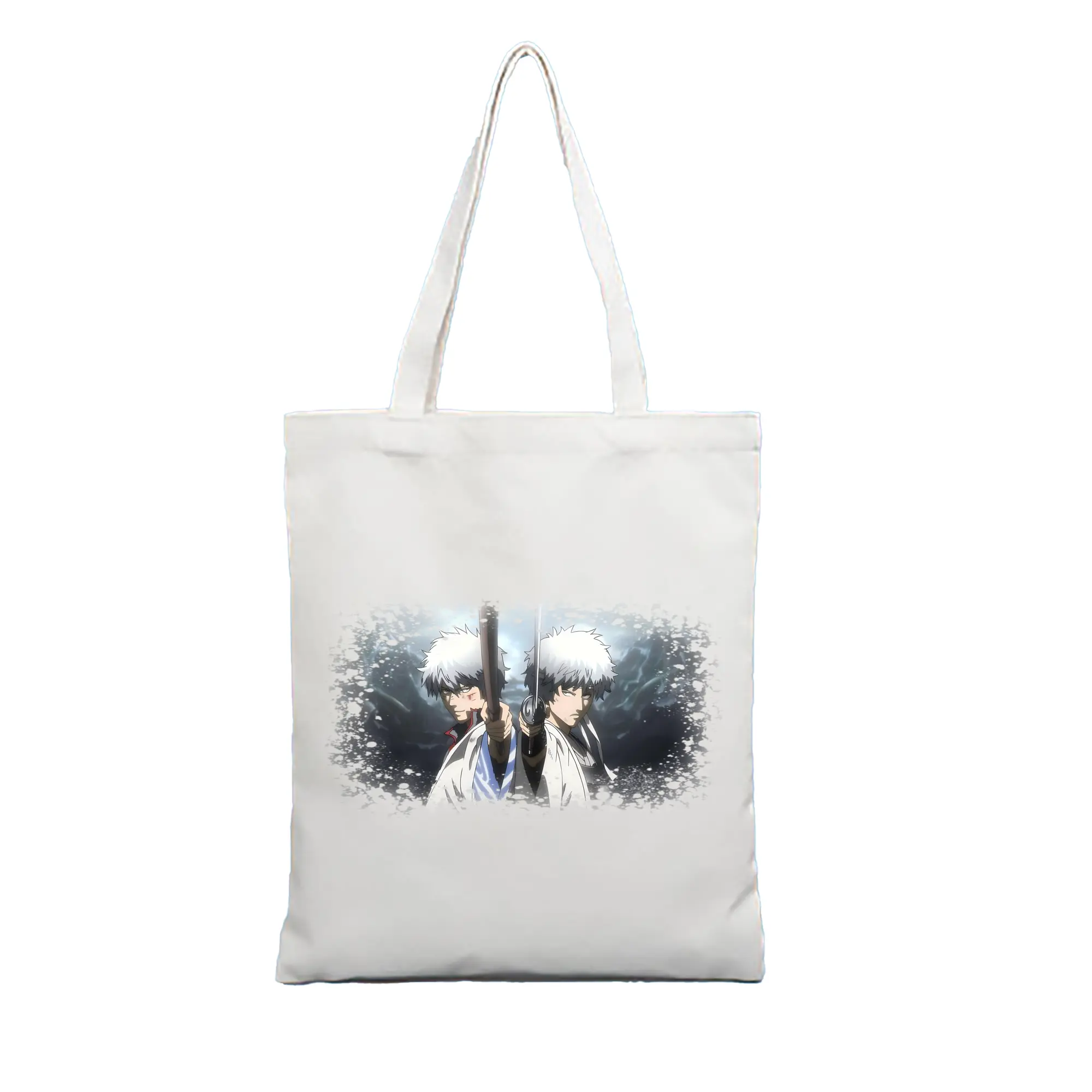 銀魂 グッズ 坂田 銀時 - 縦型キャンバス手提げバッグ（トートバッグ） ・ キャンバス素材 ・ ショッピング用 ・ 軽量 丈夫 お手入れ簡単