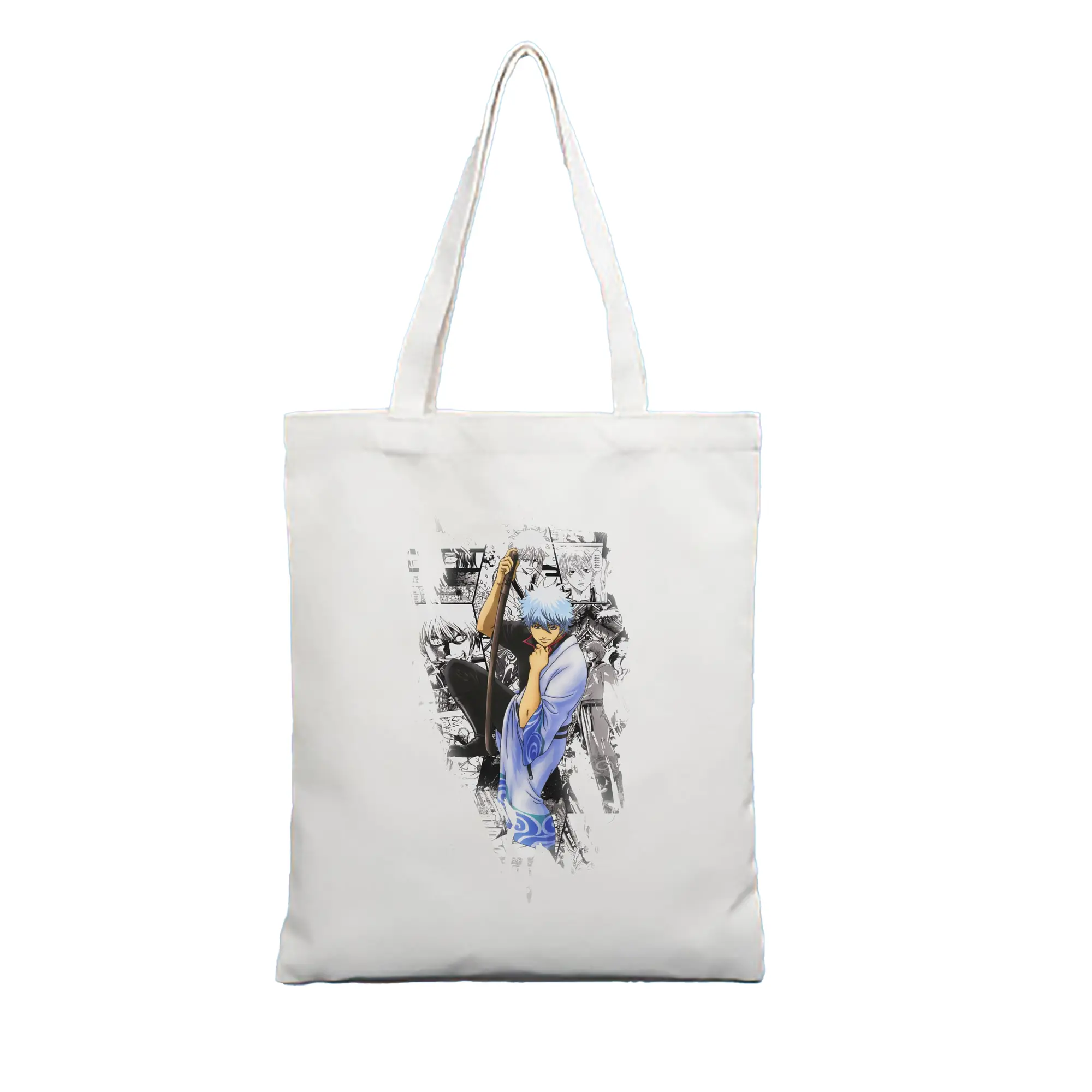 銀魂 グッズ 坂田 銀時 - 縦型キャンバス手提げバッグ（トートバッグ） ・ キャンバス素材 ・ ショッピング用 ・ 軽量 丈夫 お手入れ簡単