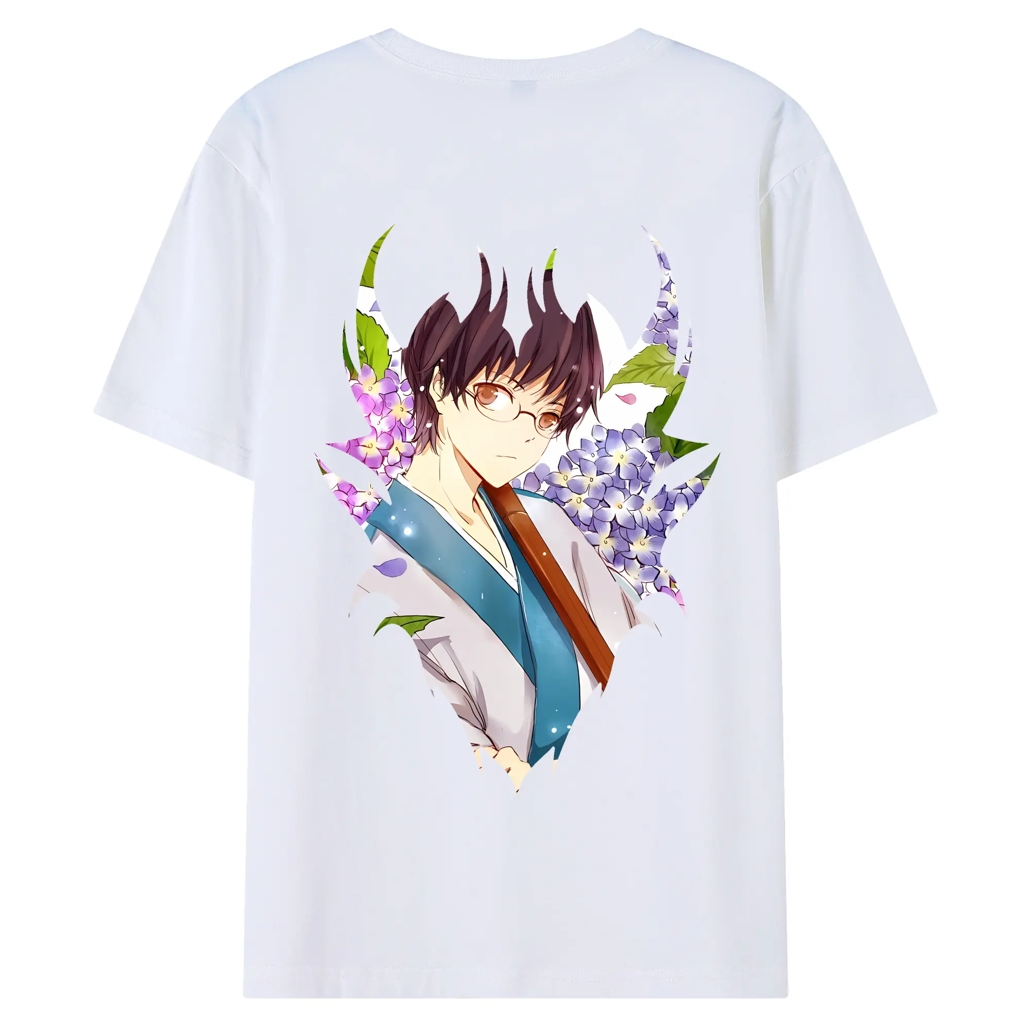 銀魂 グッズ 志村 新八 - 綿100％ 半袖Tシャツ ・ バックプリント ・ 快適 通気性 ・ 日常使い 散歩 スポーツ用