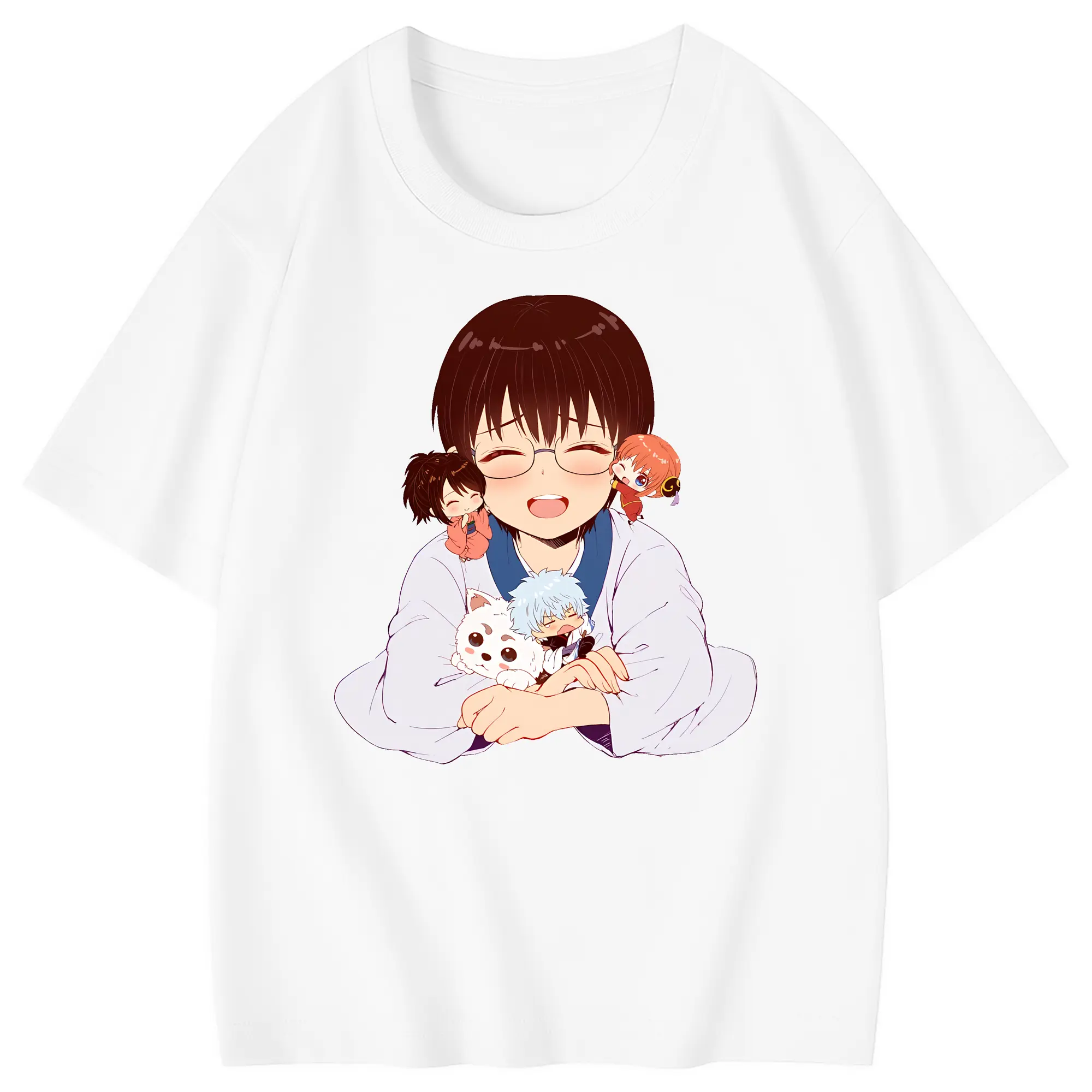 銀魂 グッズ 志村 新八 - 綿100％ キッズTシャツ ・ フロントプリント ・ 快適 通気性 ・ スポーツ カジュアル 散歩用
