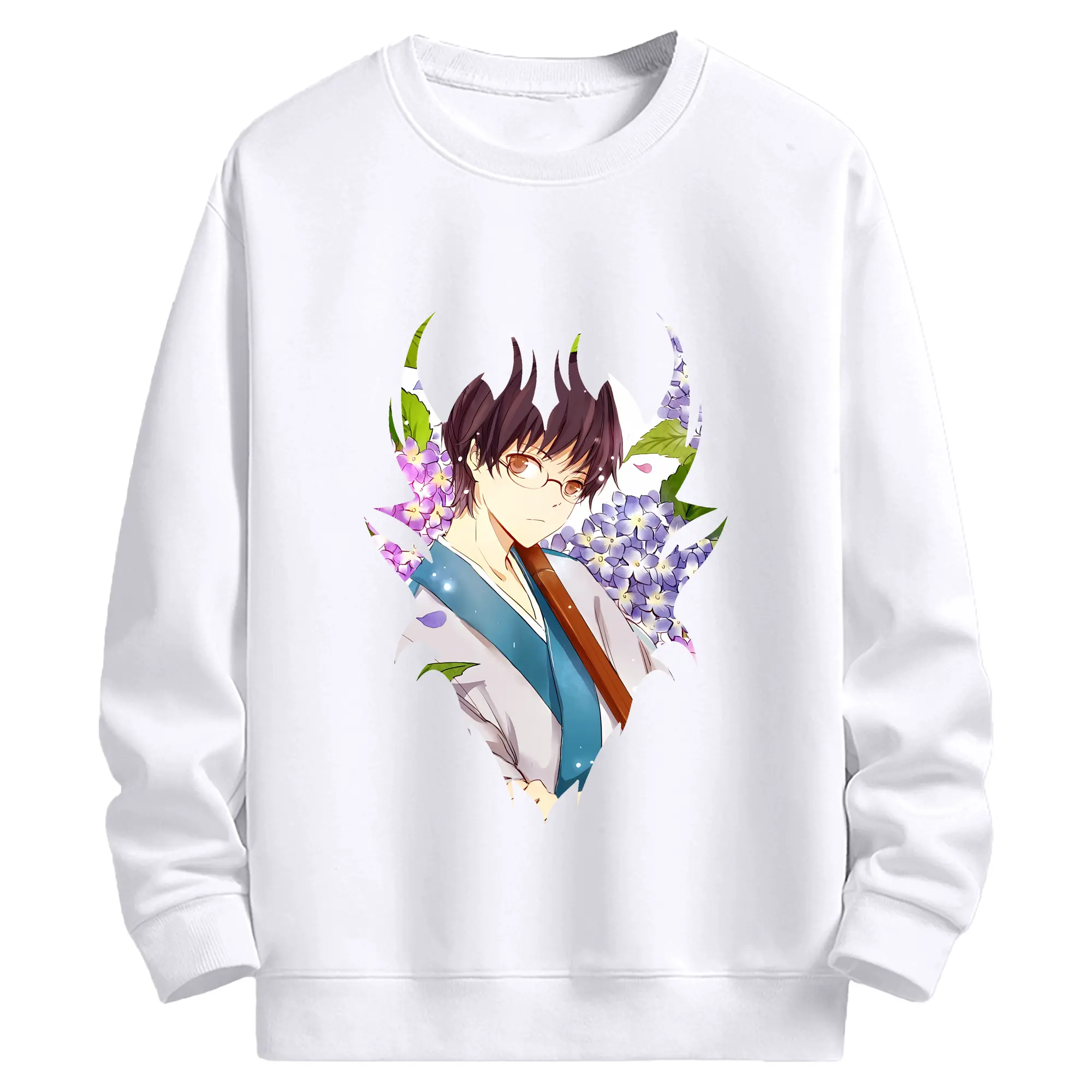 銀魂 グッズ 志村 新八 - 高品質 クルーネック スウェット ・ コットン59％ ポリエステル41％ ・ ユニセックス 長袖 トレーナー ・ カジュアル デイリー スポーツ 散歩用