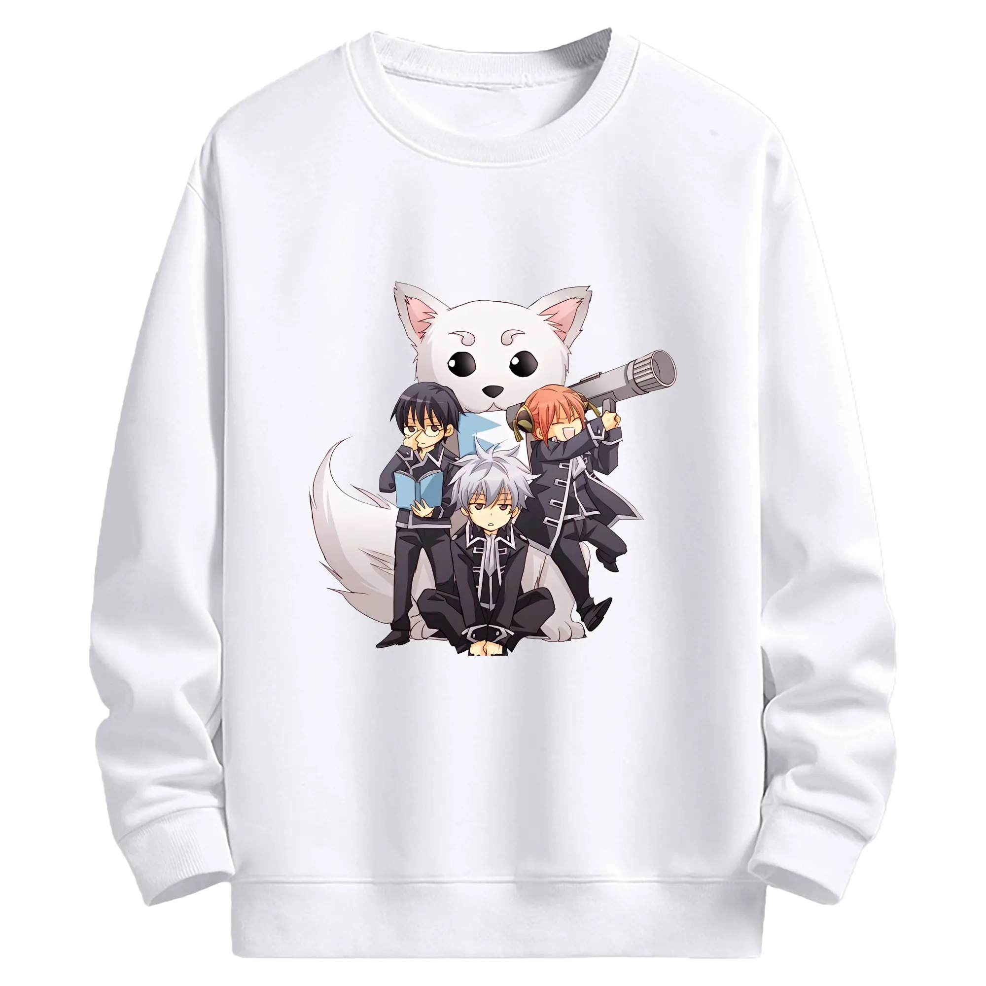 銀魂 グッズ 志村 新八 - 高品質 クルーネック スウェット ・ コットン59％ ポリエステル41％ ・ ユニセックス 長袖 トレーナー ・ カジュアル デイリー スポーツ 散歩用