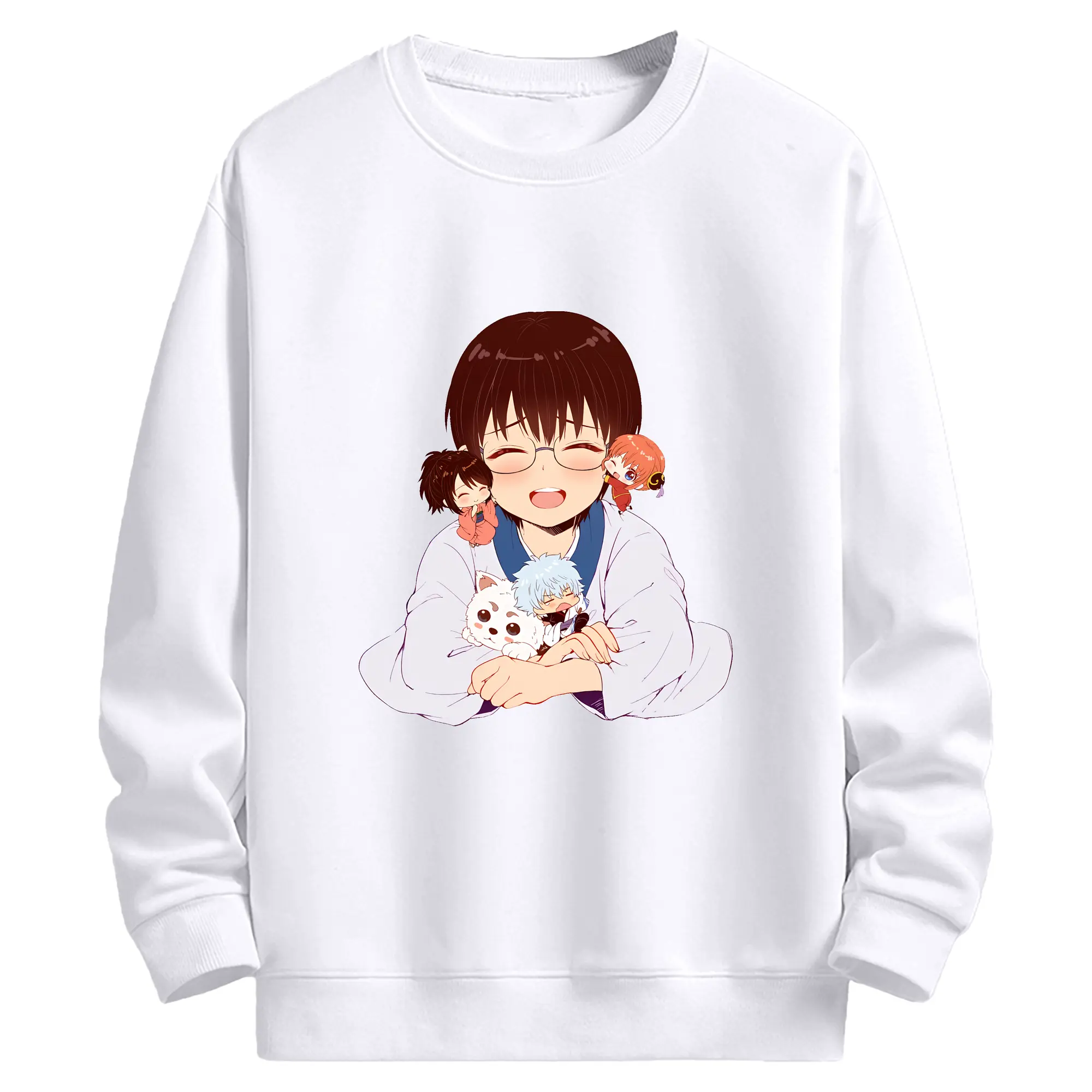 銀魂 グッズ 志村 新八 - 高品質 クルーネック スウェット ・ コットン59％ ポリエステル41％ ・ ユニセックス 長袖 トレーナー ・ カジュアル デイリー スポーツ 散歩用