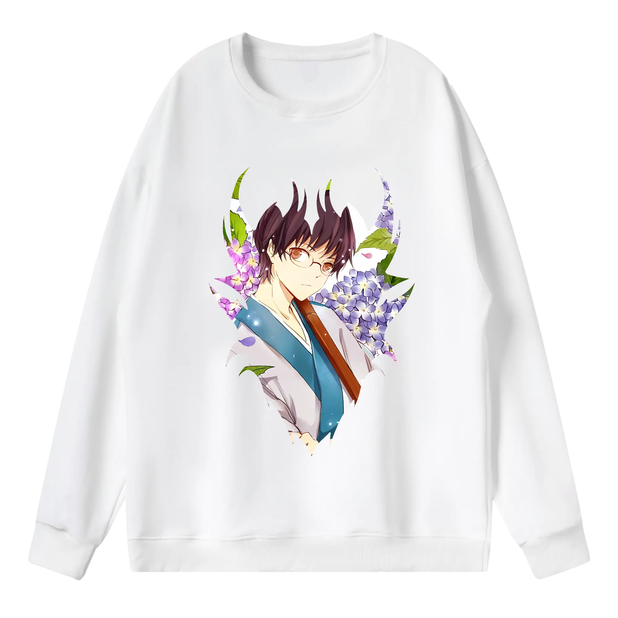 銀魂 グッズ 志村 新八 - 薄手 クルーネック スウェット 裏毛260g · ポリエステル 春秋向け カジュアル 男女兼用 · トレーナー デイリー スポーツ 散歩に最適