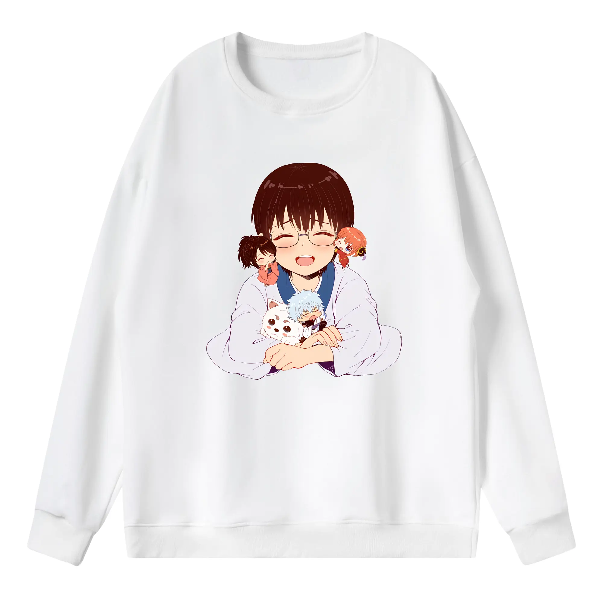 銀魂 グッズ 志村 新八 - 薄手 クルーネック スウェット 裏毛260g · ポリエステル 春秋向け カジュアル 男女兼用 · トレーナー デイリー スポーツ 散歩に最適