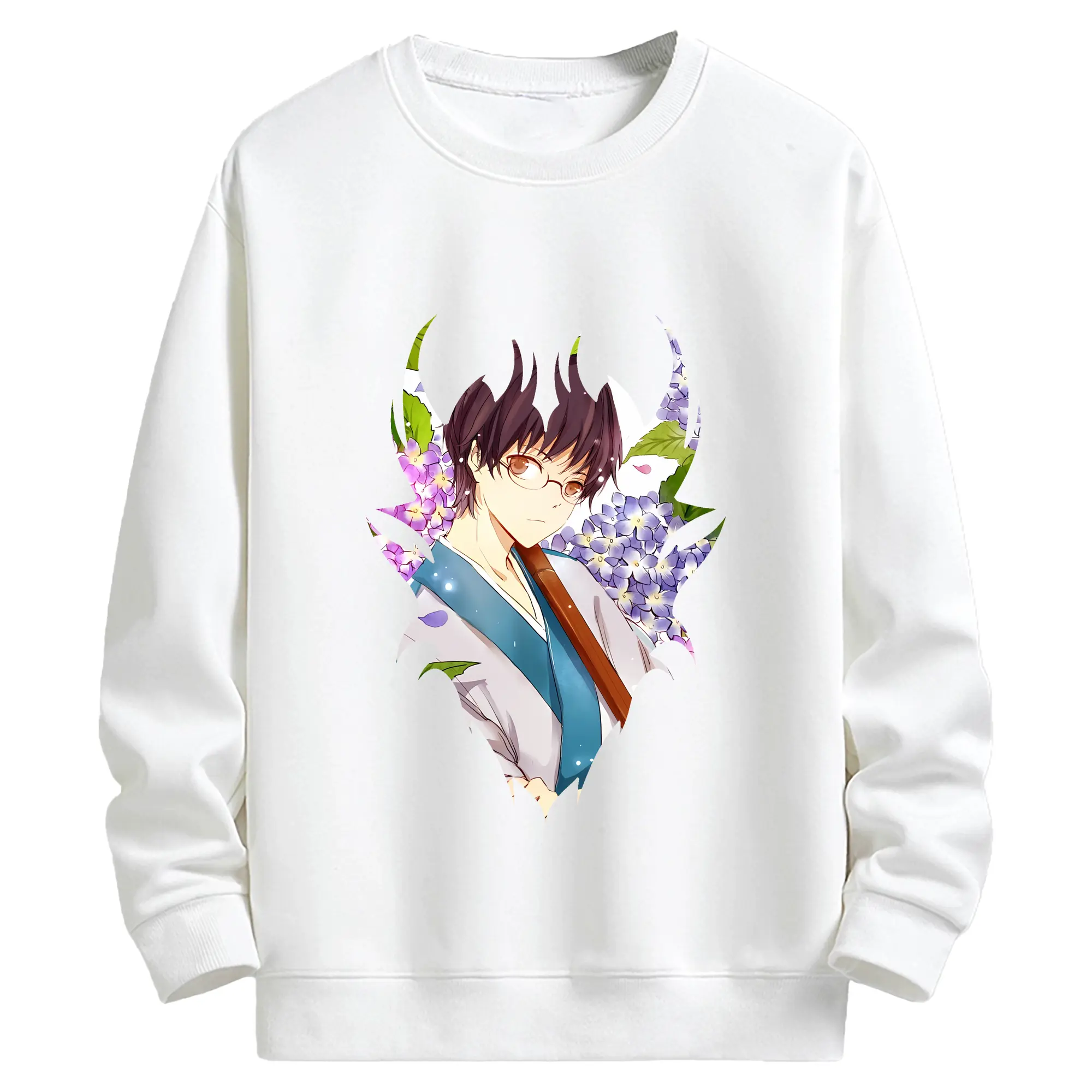 銀魂 グッズ 志村 新八 - キッズ クルーネックスウェットシャツ ・ フロントプリント ・ 綿80％ ポリエステル20％ ・ 快適 通学 スポーツ 日常使い お散歩用