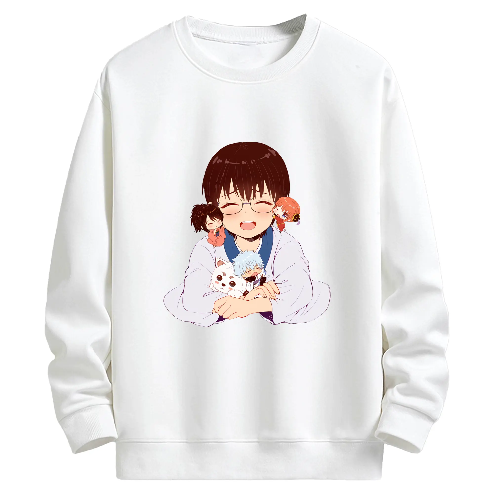 銀魂 グッズ 志村 新八 - キッズ クルーネックスウェットシャツ ・ フロントプリント ・ 綿80％ ポリエステル20％ ・ 快適 通学 スポーツ 日常使い お散歩用