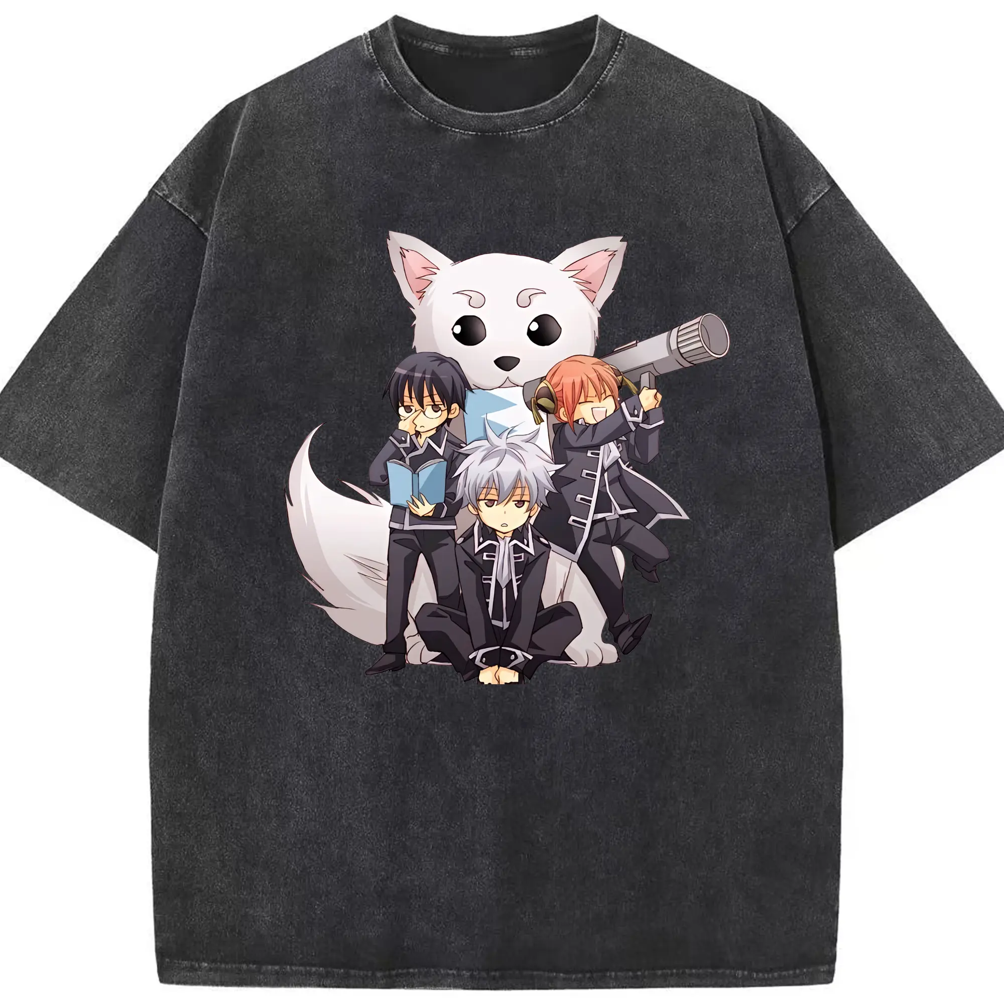 銀魂 グッズ 志村 新八 - 綿100％ ヴィンテージ風 半袖Tシャツ ・ フロントプリント ・ 柔らか肌触り ・ 通気性 快適 ・ スポーツ カジュアル 外出用