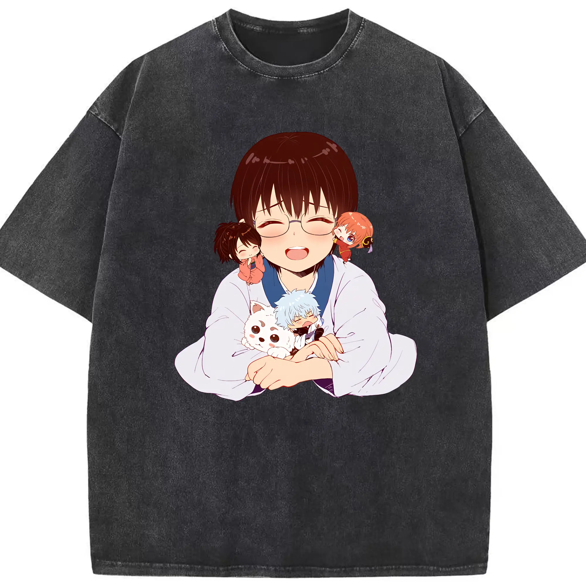 銀魂 グッズ 志村 新八 - 綿100％ ヴィンテージ風 半袖Tシャツ ・ フロントプリント ・ 柔らか肌触り ・ 通気性 快適 ・ スポーツ カジュアル 外出用