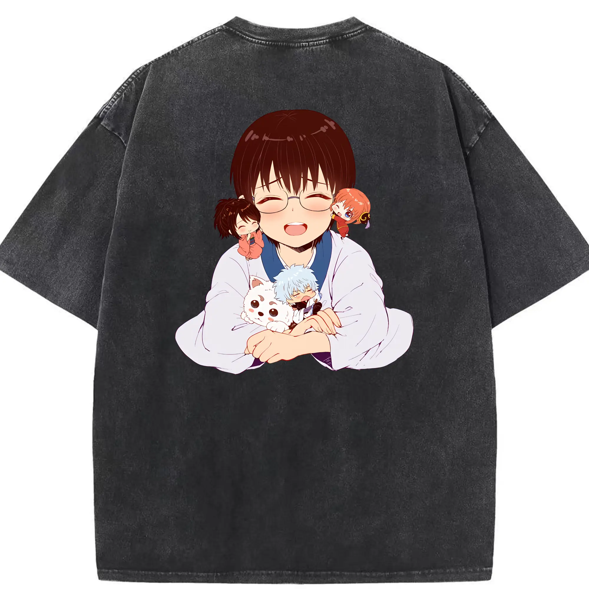 銀魂 グッズ 志村 新八 - 綿100％ ヴィンテージ風 半袖Tシャツ ・ 背面プリント ・ 柔らか肌触り ・ 通気性 快適 ・ スポーツ カジュアル 外出用