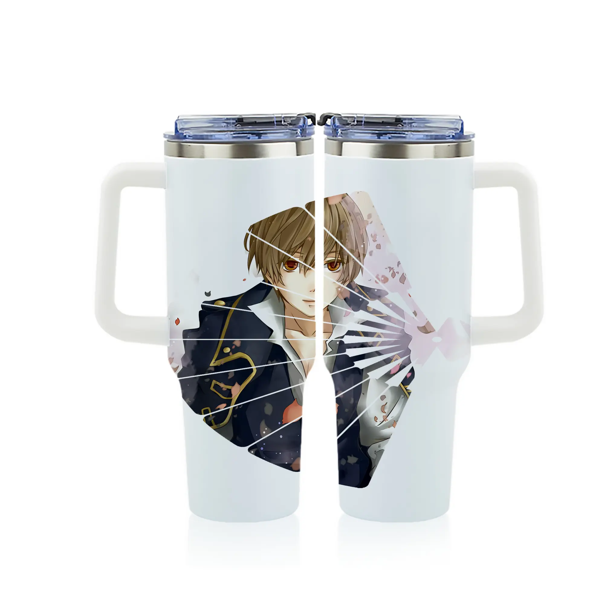 銀魂 グッズ 沖田 総悟 - 1200mL フルプリント車用タンブラー ・ 304ステンレス 内側 ・ 201ステンレス 外側 ・ 保温 保冷 ・ 通勤 ドライブ アウトドア用