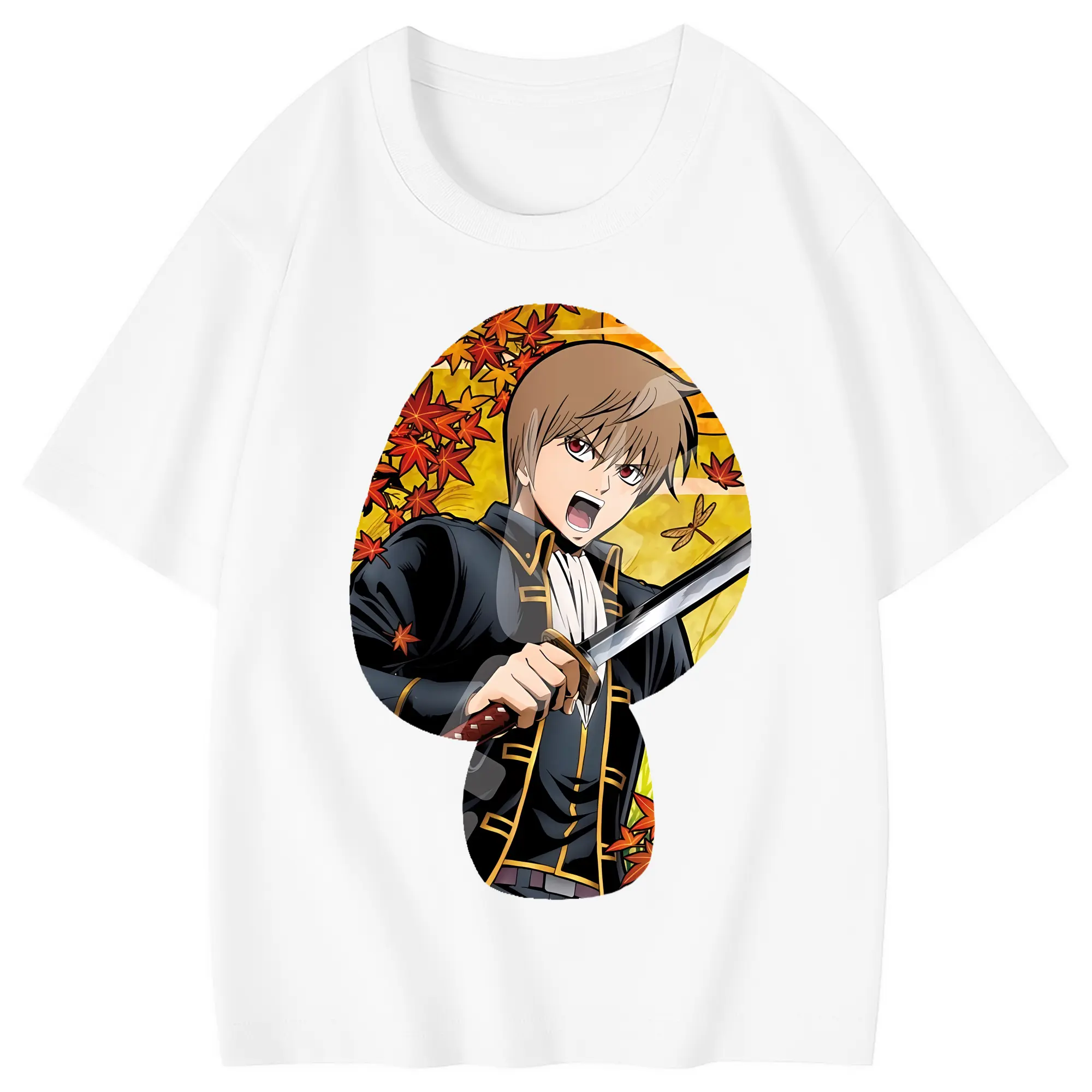 銀魂 グッズ 沖田 総悟 - 綿100％ キッズTシャツ ・ フロントプリント ・ 快適 通気性 ・ スポーツ カジュアル 散歩用