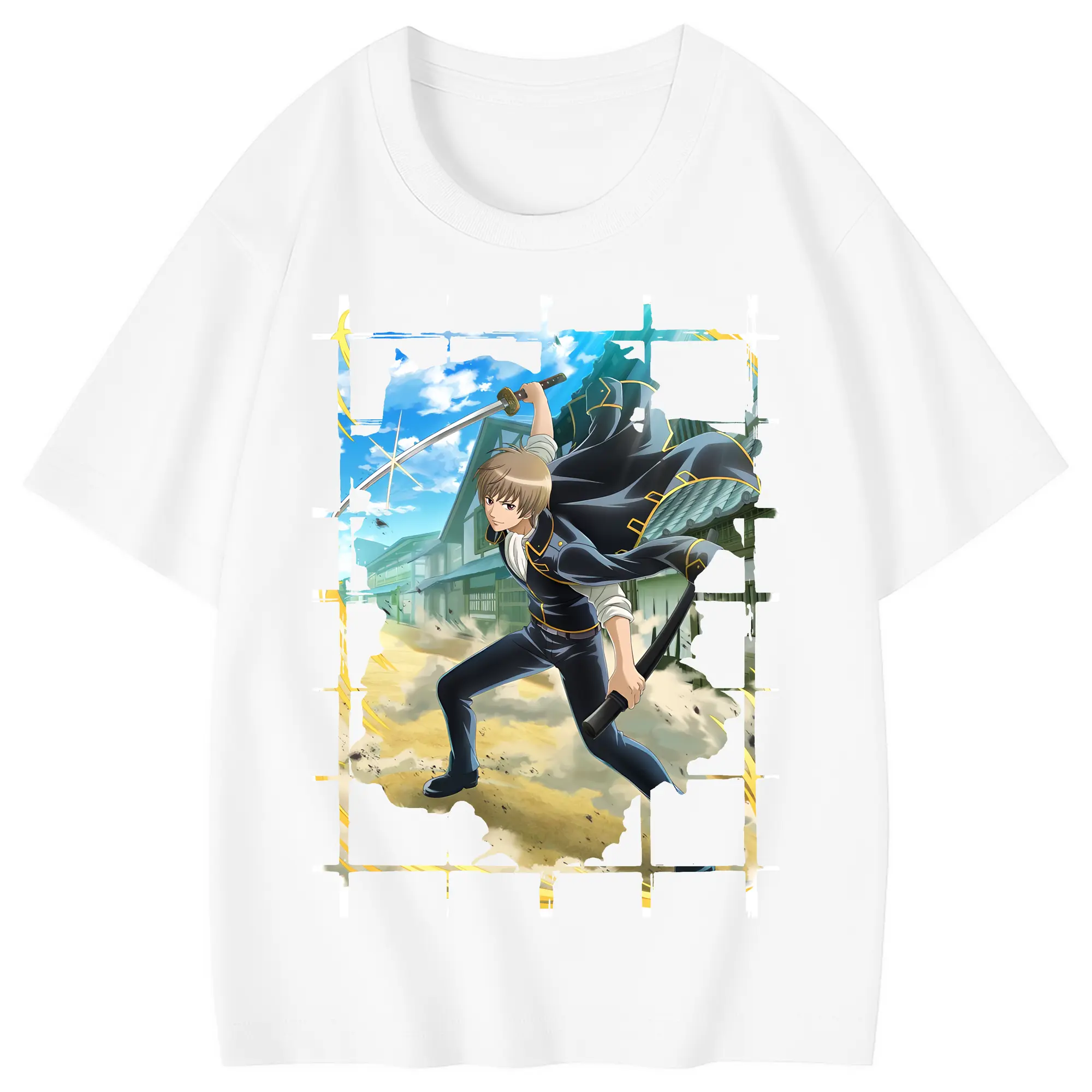 銀魂 グッズ 沖田 総悟 - 綿100％ キッズTシャツ ・ フロントプリント ・ 快適 通気性 ・ スポーツ カジュアル 散歩用