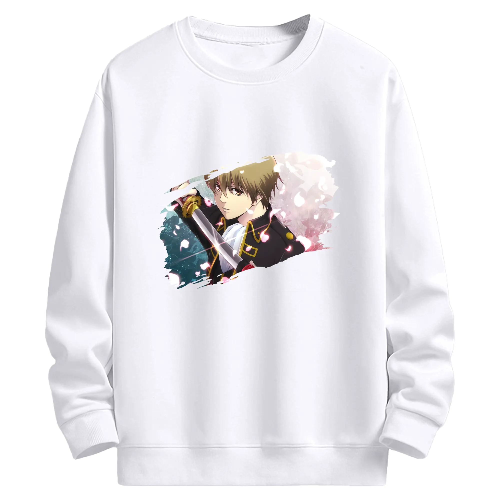 銀魂 グッズ 沖田 総悟 - 高品質 クルーネック スウェット ・ コットン59％ ポリエステル41％ ・ ユニセックス 長袖 トレーナー ・ カジュアル デイリー スポーツ 散歩用