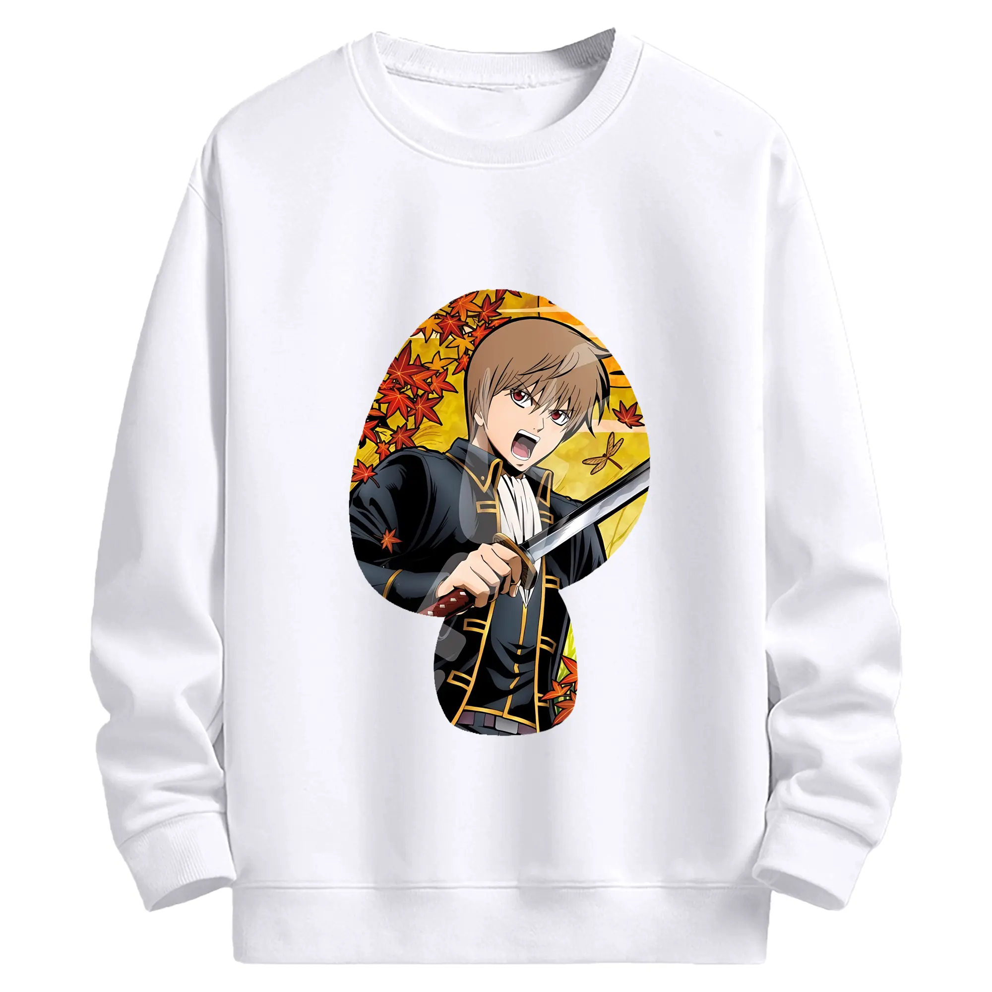 銀魂 グッズ 沖田 総悟 - 高品質 クルーネック スウェット ・ コットン59％ ポリエステル41％ ・ ユニセックス 長袖 トレーナー ・ カジュアル デイリー スポーツ 散歩用