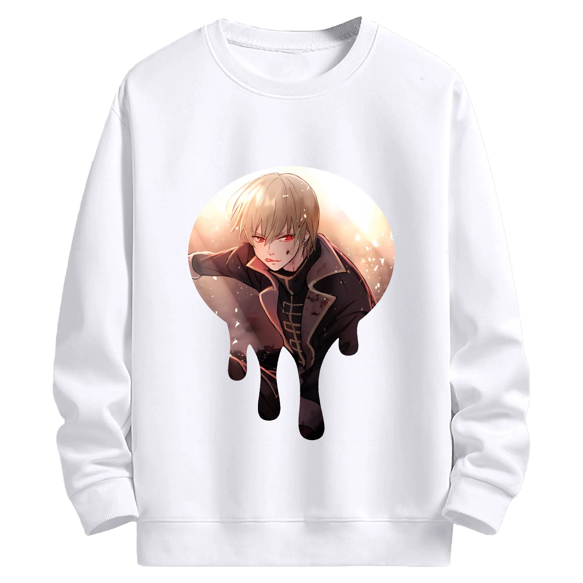 銀魂 グッズ 沖田 総悟 - 高品質 クルーネック スウェット ・ コットン59％ ポリエステル41％ ・ ユニセックス 長袖 トレーナー ・ カジュアル デイリー スポーツ 散歩用