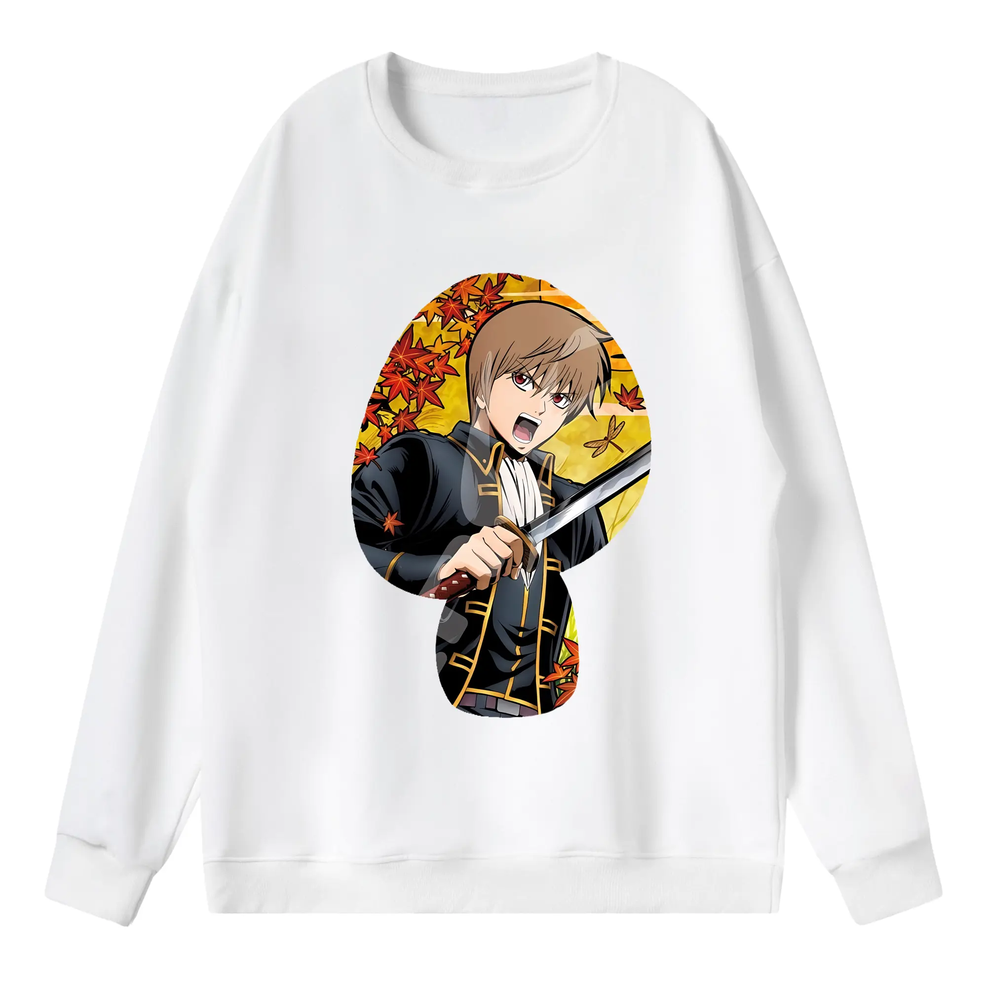 銀魂 グッズ 沖田 総悟 - 薄手 クルーネック スウェット 裏毛260g · ポリエステル 春秋向け カジュアル 男女兼用 · トレーナー デイリー スポーツ 散歩に最適
