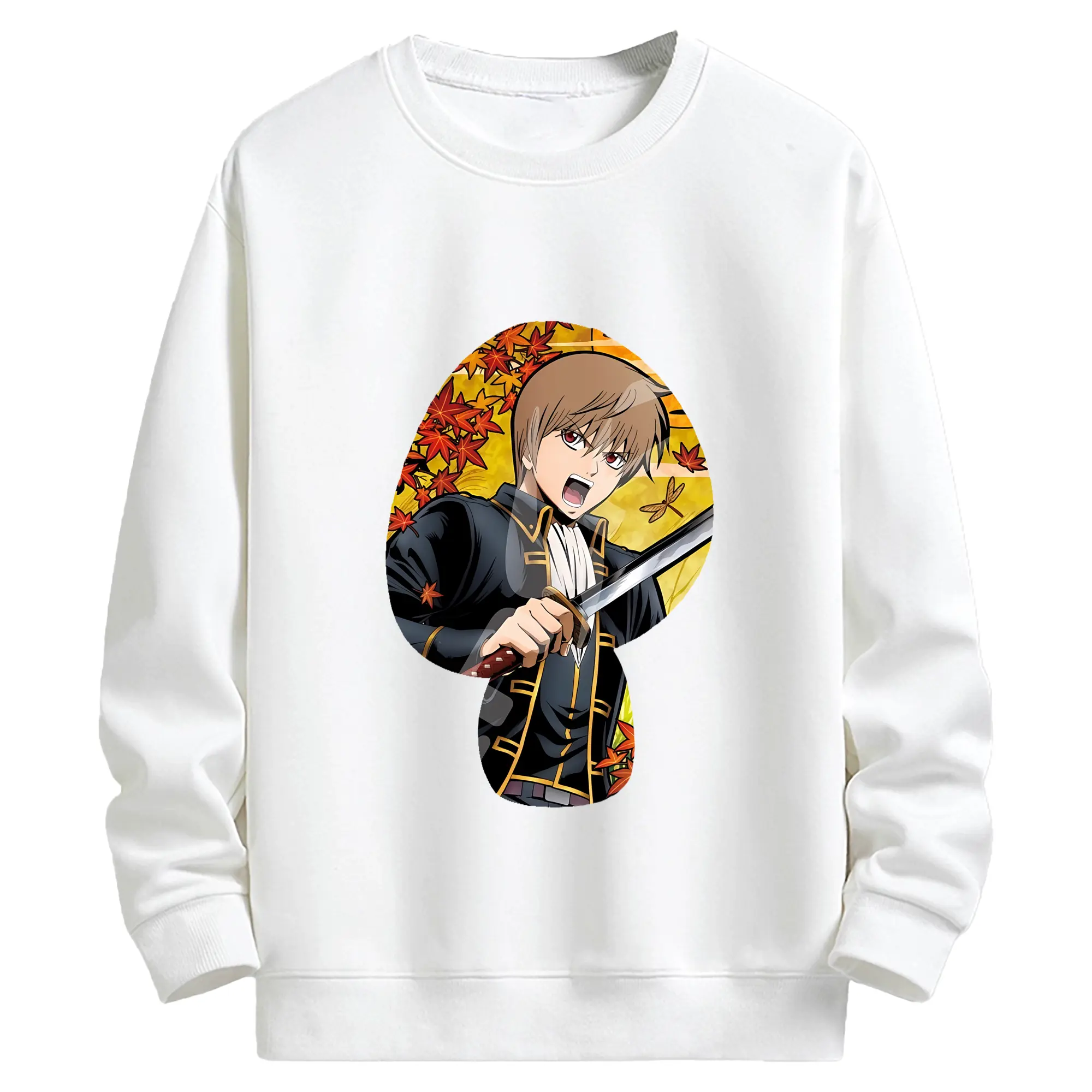 銀魂 グッズ 沖田 総悟 - キッズ クルーネックスウェットシャツ ・ フロントプリント ・ 綿80％ ポリエステル20％ ・ 快適 通学 スポーツ 日常使い お散歩用