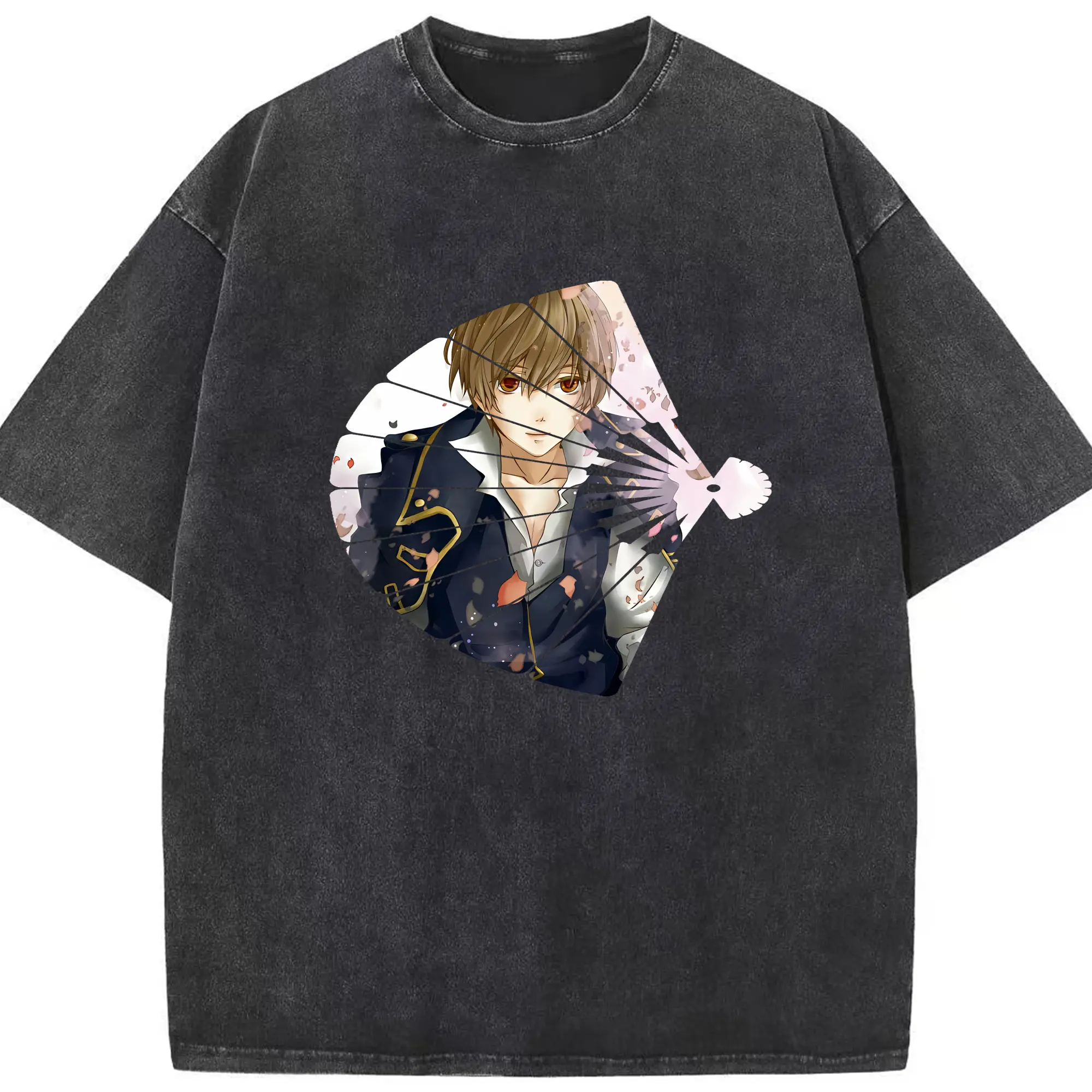 銀魂 グッズ 沖田 総悟 - 綿100％ ヴィンテージ風 半袖Tシャツ ・ フロントプリント ・ 柔らか肌触り ・ 通気性 快適 ・ スポーツ カジュアル 外出用