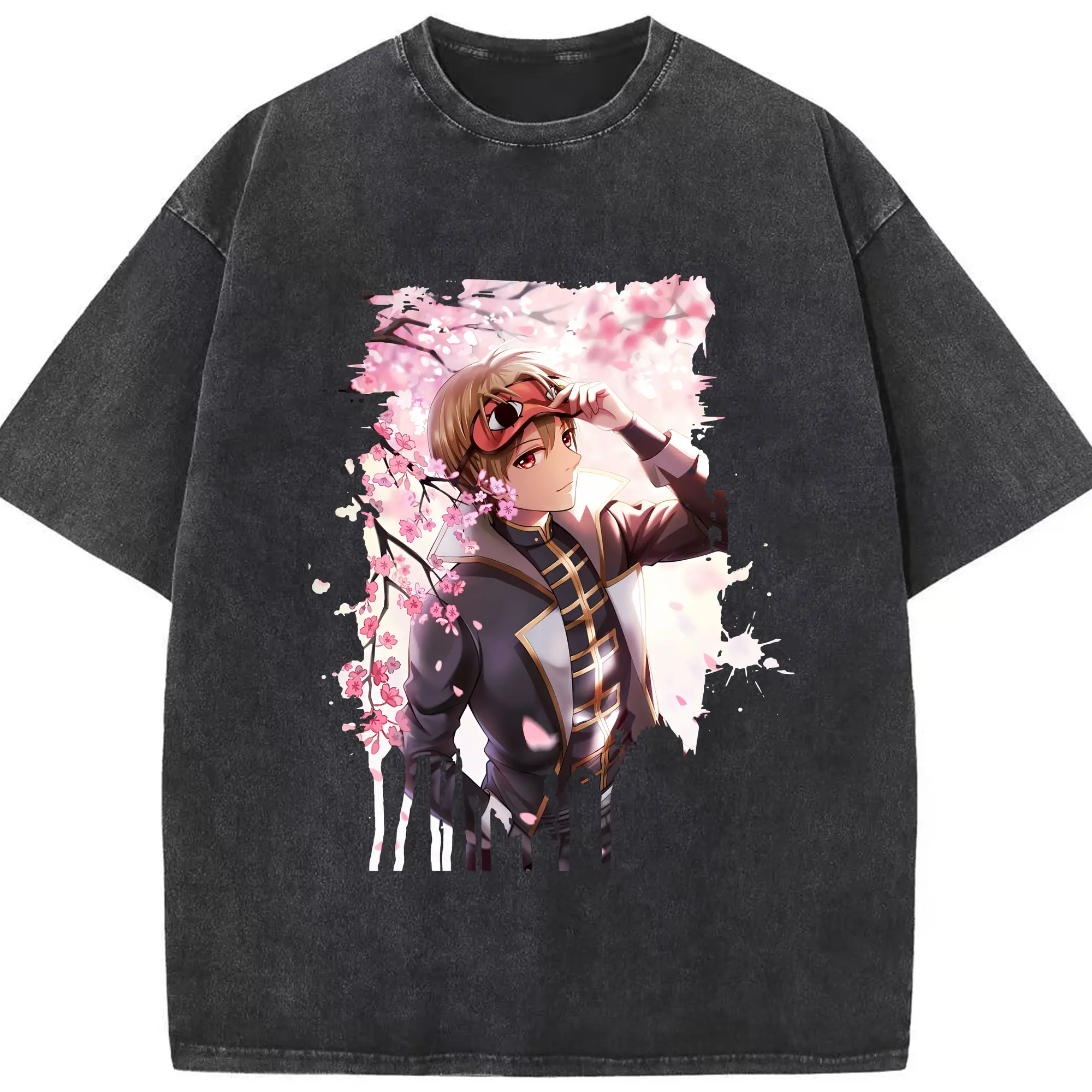 銀魂 グッズ 沖田 総悟 - 綿100％ ヴィンテージ風 半袖Tシャツ ・ フロントプリント ・ 柔らか肌触り ・ 通気性 快適 ・ スポーツ カジュアル 外出用