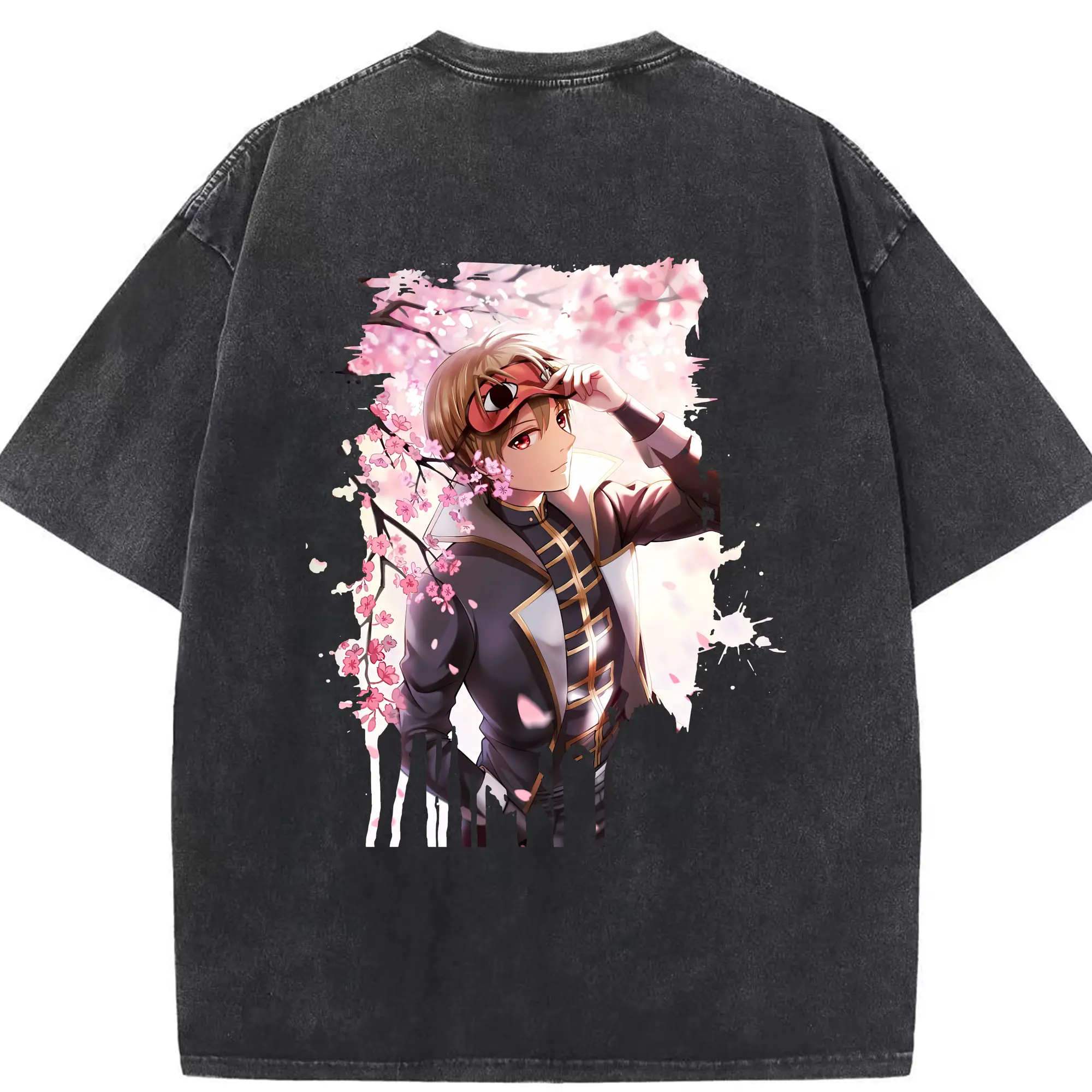 銀魂 グッズ 沖田 総悟 - 綿100％ ヴィンテージ風 半袖Tシャツ ・ 背面プリント ・ 柔らか肌触り ・ 通気性 快適 ・ スポーツ カジュアル 外出用