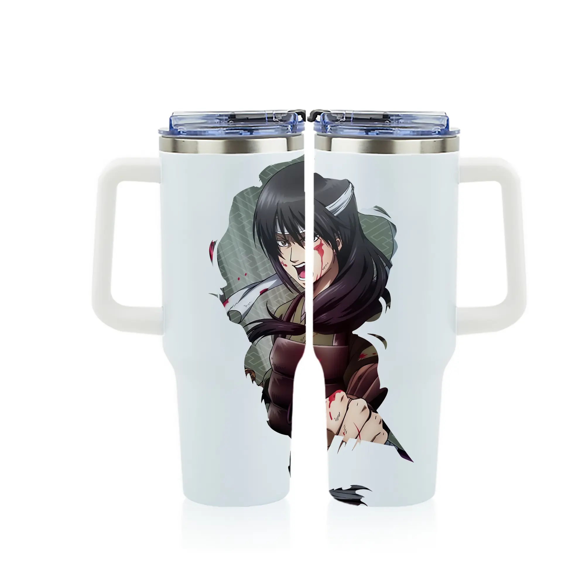 銀魂 グッズ 桂 小太郎 - 1200mL フルプリント車用タンブラー ・ 304ステンレス 内側 ・ 201ステンレス 外側 ・ 保温 保冷 ・ 通勤 ドライブ アウトドア用