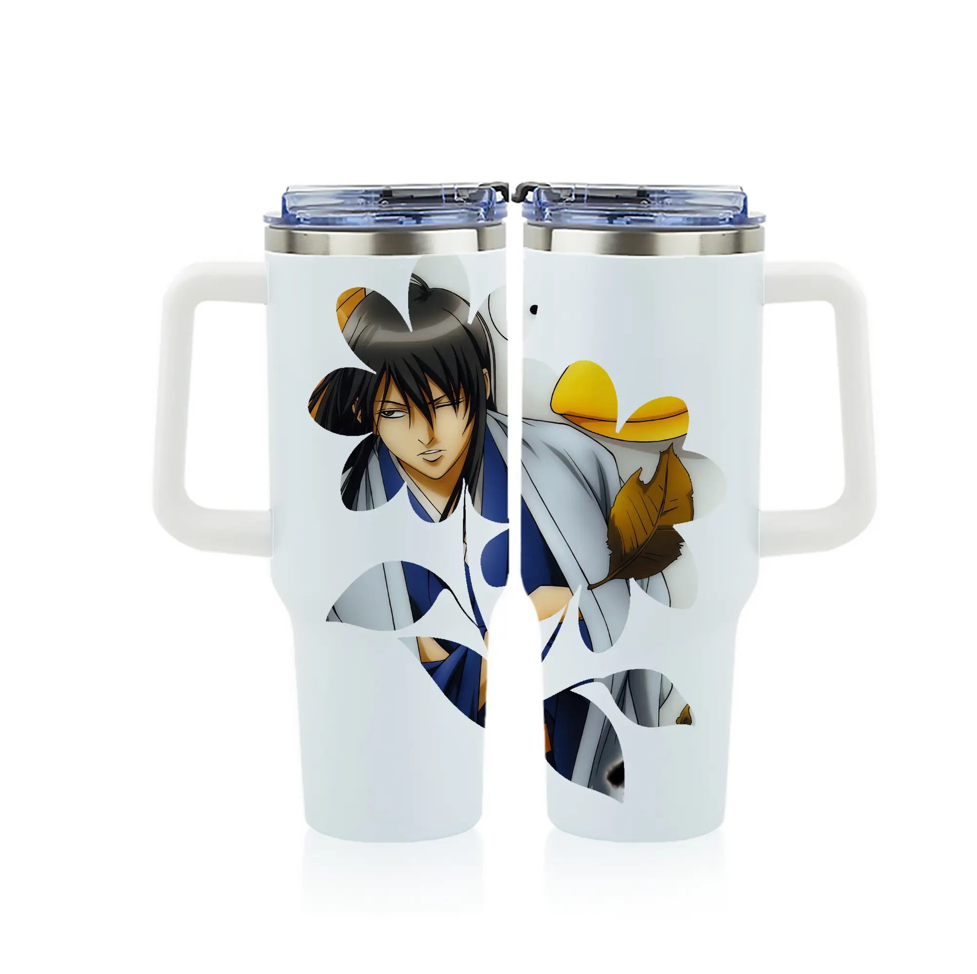 銀魂 グッズ 桂 小太郎 - 1200mL フルプリント車用タンブラー ・ 304ステンレス 内側 ・ 201ステンレス 外側 ・ 保温 保冷 ・ 通勤 ドライブ アウトドア用