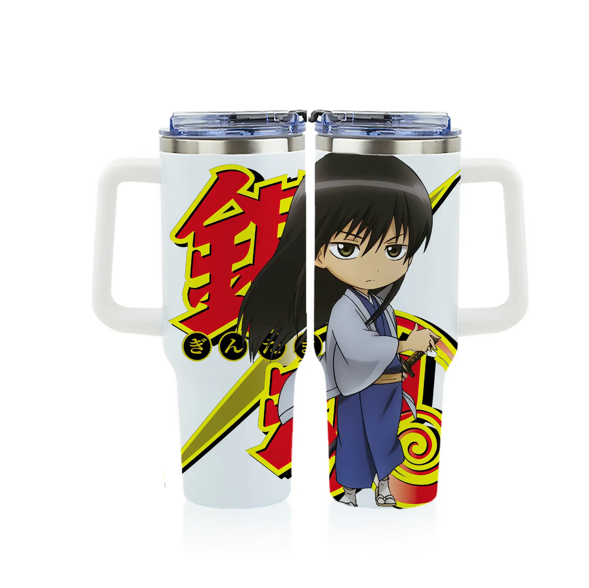 銀魂 グッズ 桂 小太郎 - 1200mL フルプリント車用タンブラー ・ 304ステンレス 内側 ・ 201ステンレス 外側 ・ 保温 保冷 ・ 通勤 ドライブ アウトドア用