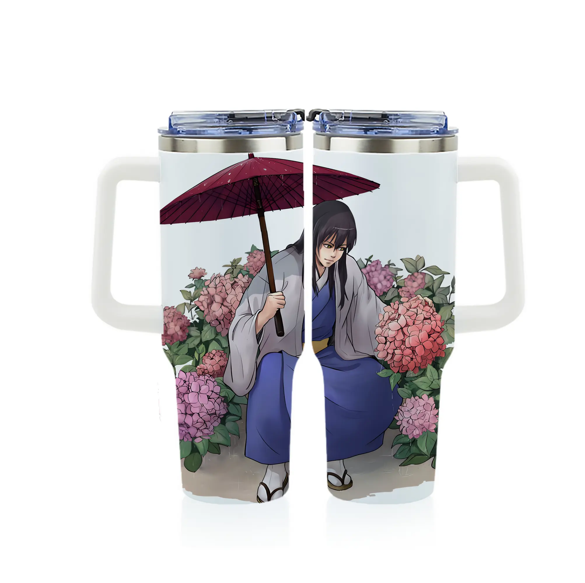 銀魂 グッズ 桂 小太郎 - 1200mL フルプリント車用タンブラー ・ 304ステンレス 内側 ・ 201ステンレス 外側 ・ 保温 保冷 ・ 通勤 ドライブ アウトドア用